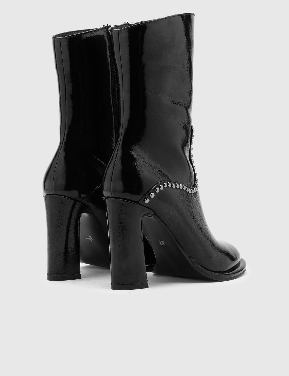 Coleman Black Wrinkled Patent Leather Women's Boot