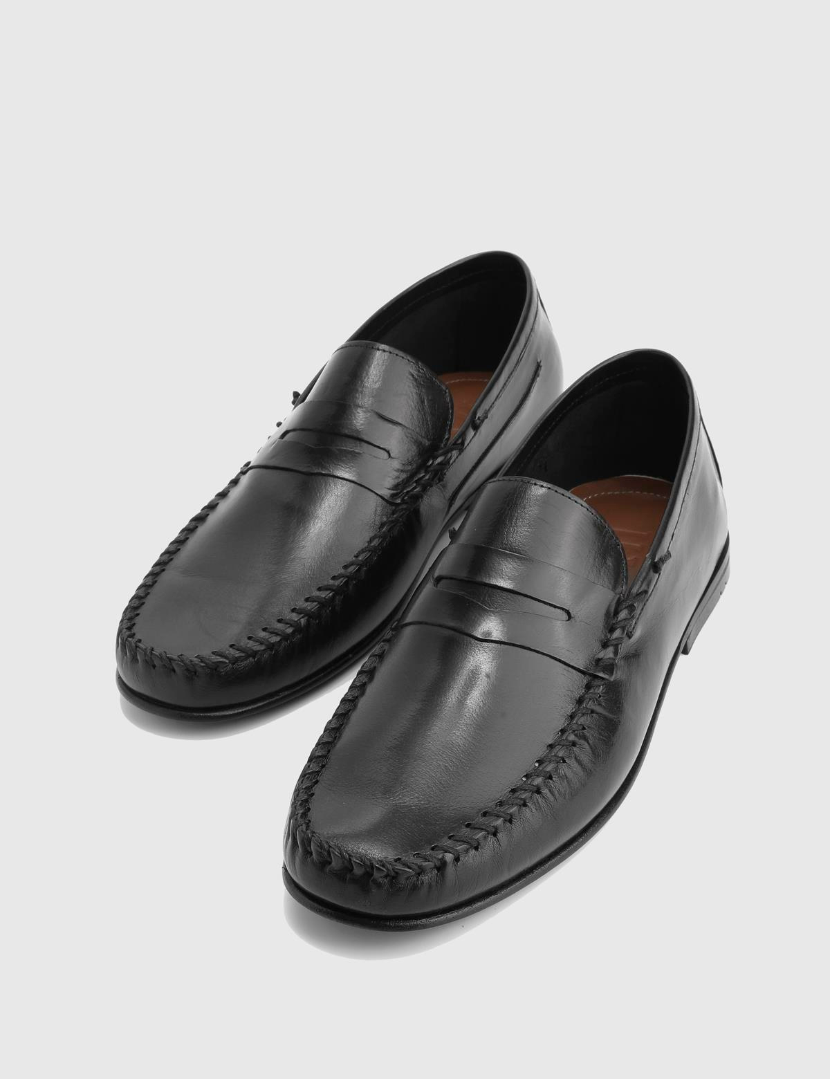 Colne Black Leather Men's Loafer