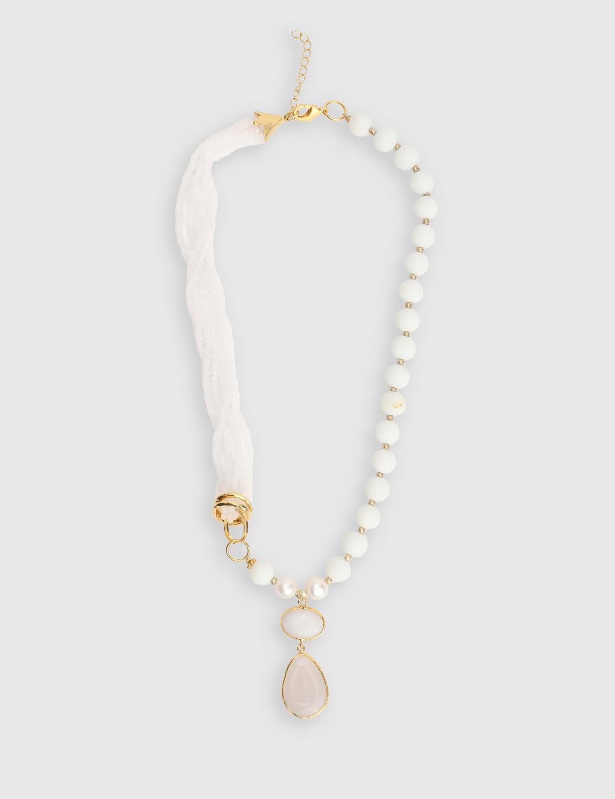 Corene Gold Women's Necklace with White Stones