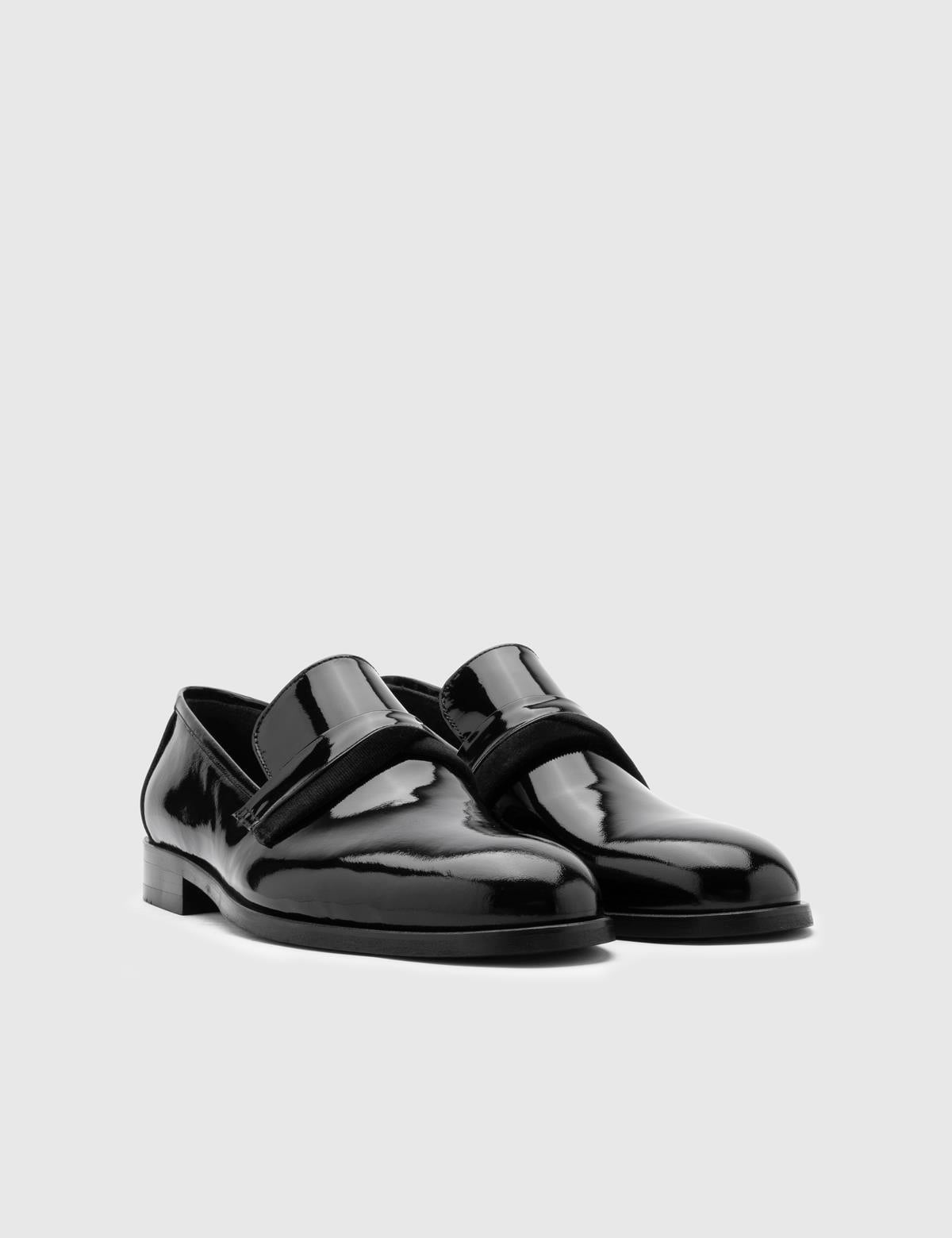 Corrado Black Patent Leather-Velvet Men's Tuxedo Shoe