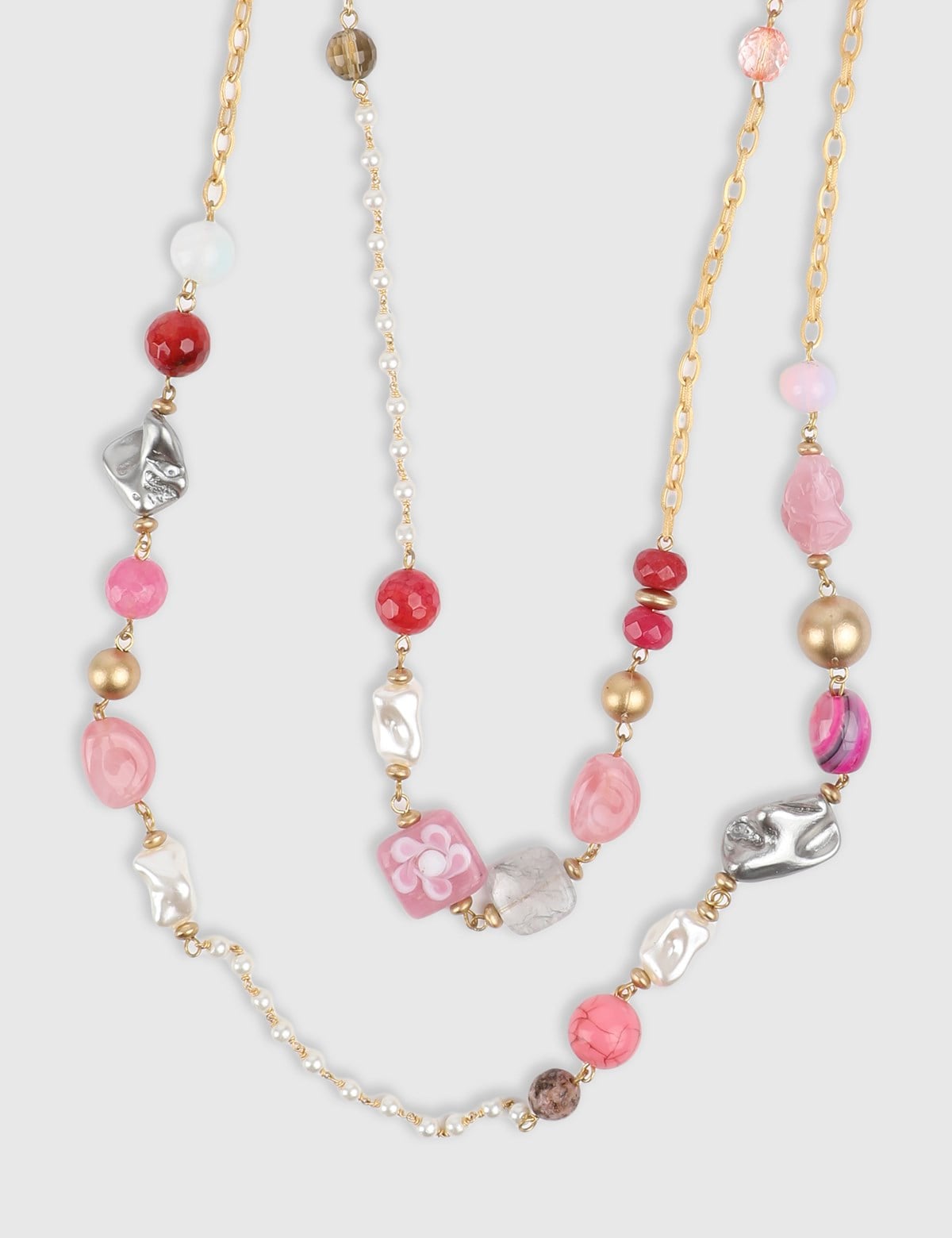 Corso Gold Women's Necklace with Pink Stones