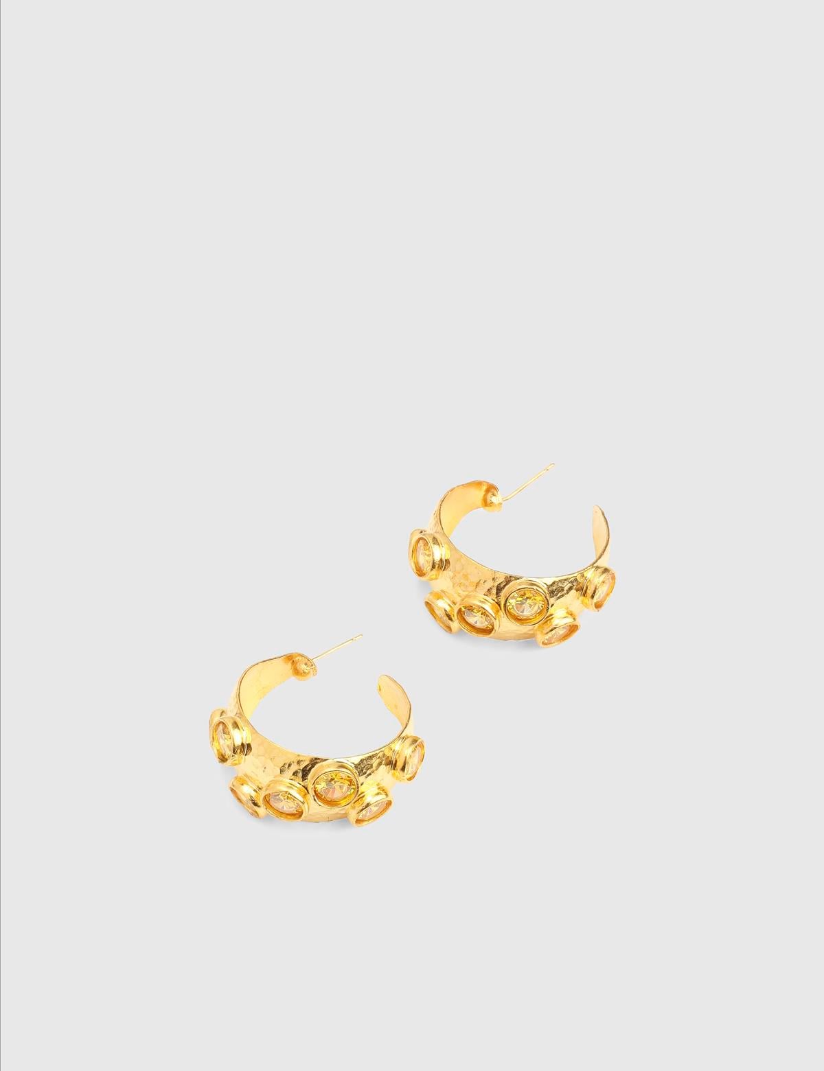 Corvie Gold Women's Earrings with Yellow Stones