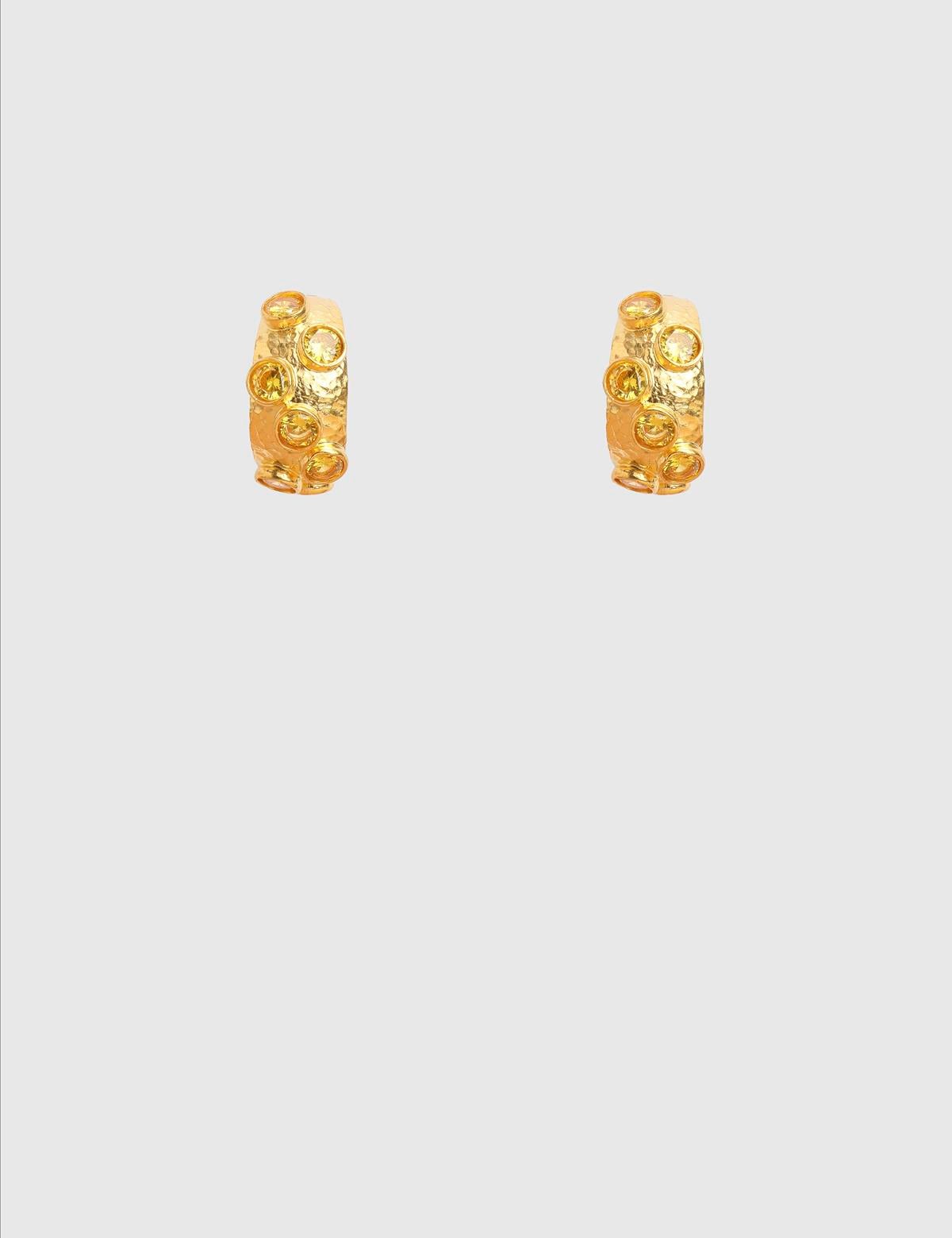 Corvie Gold Women's Earrings with Yellow Stones