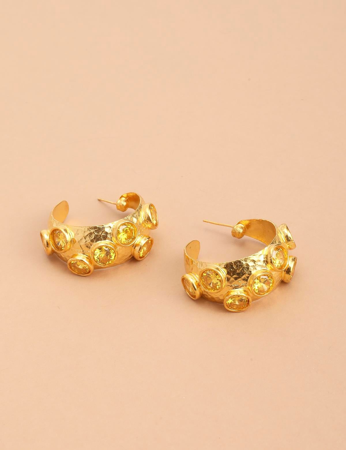 Corvie Gold Women's Earrings with Yellow Stones