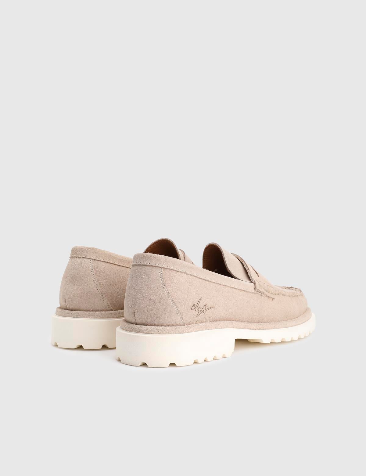 Crowle Beige Suede Leather Men's Loafer