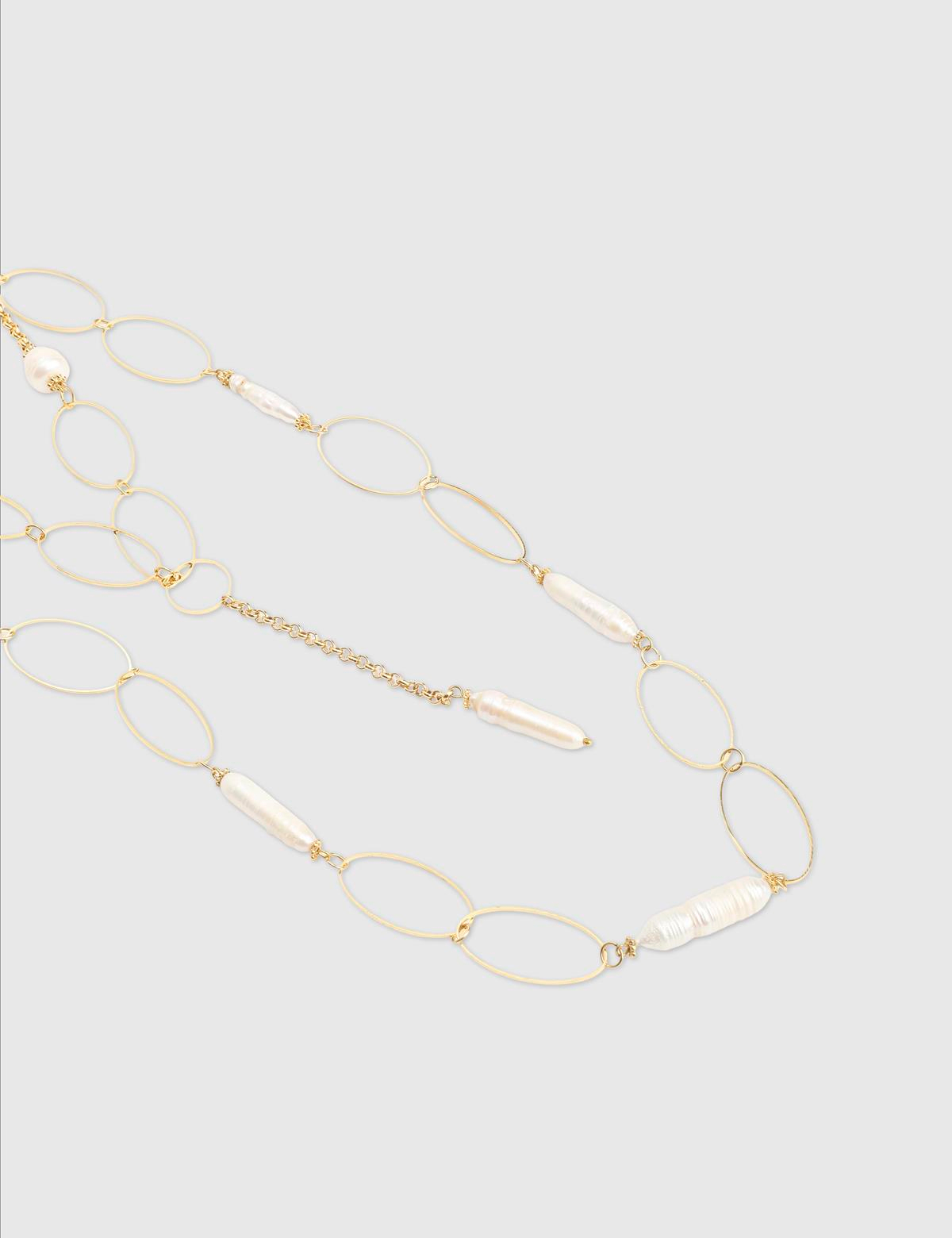 Daline Gold Women's Necklace with White Stones