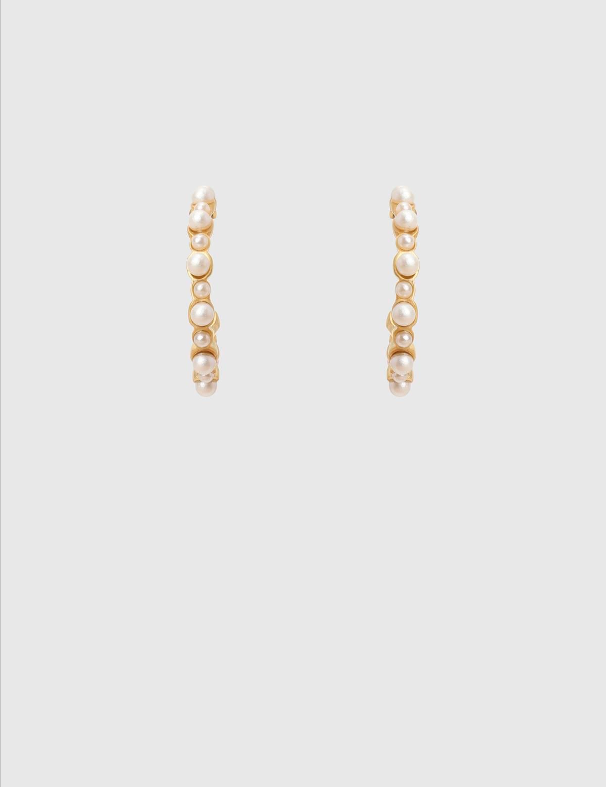 Delore Gold Women's Earrings with White Stones