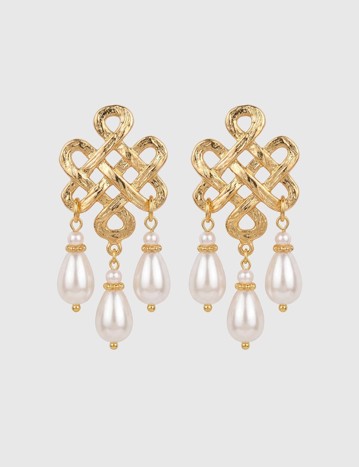 Delphi Gold Women's Earrings with White Stones