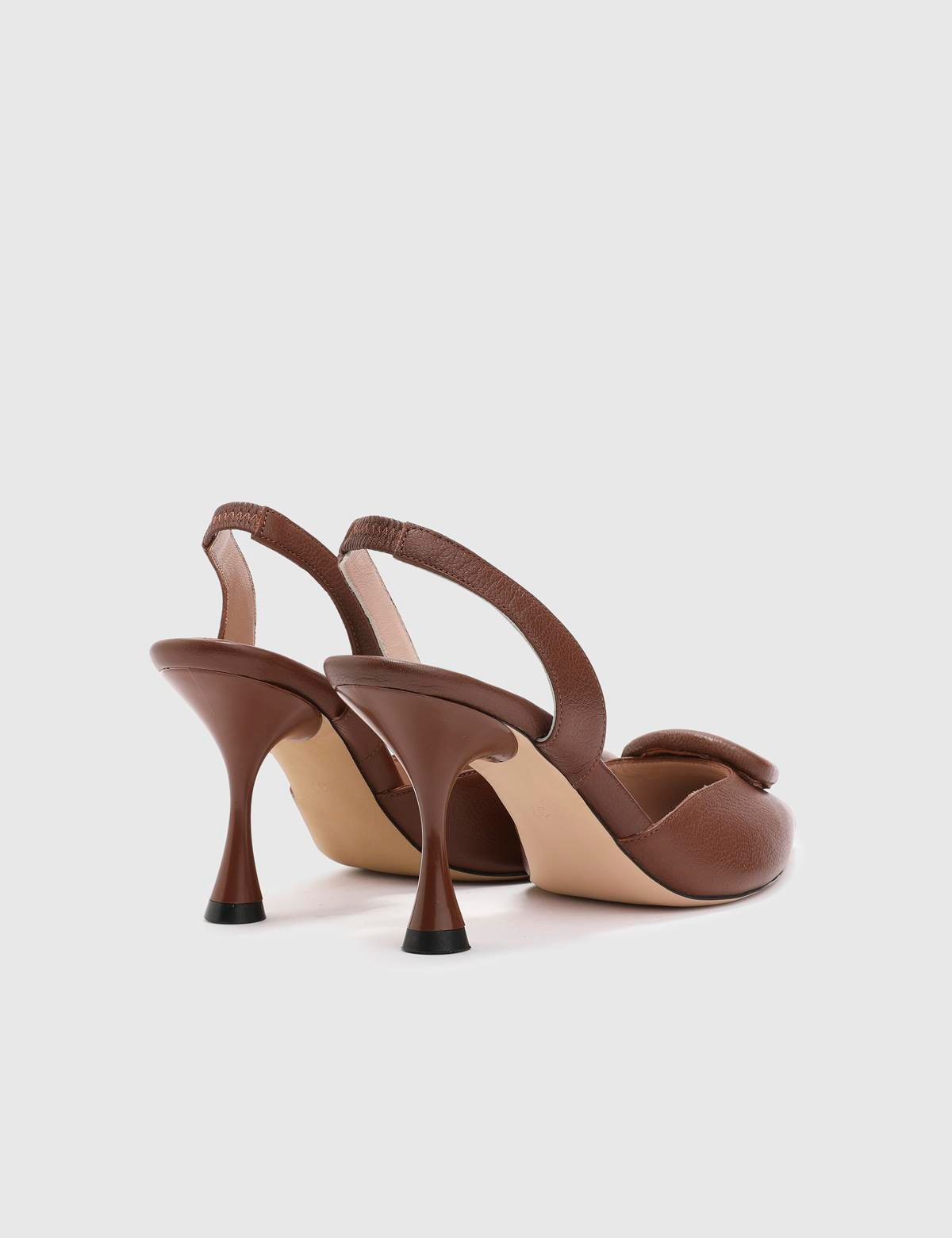 Denia Brown Leather Women's Heeled Sandal