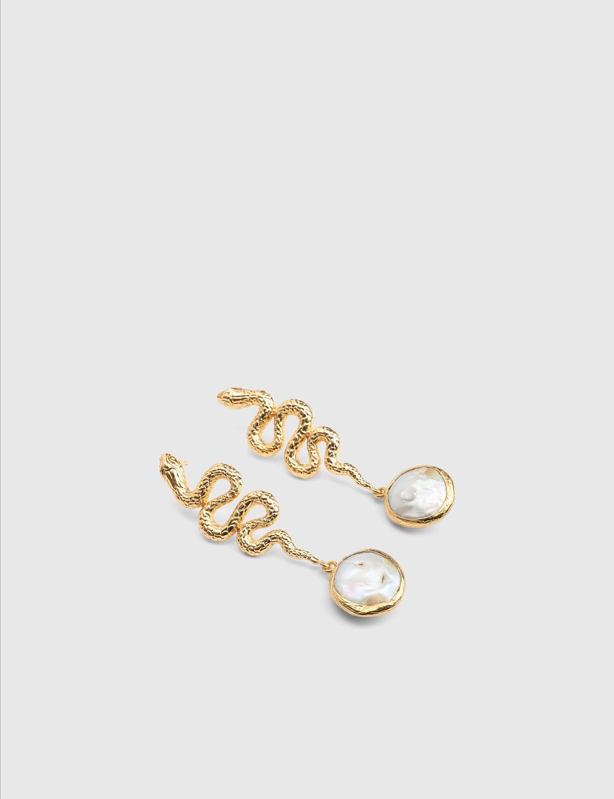 Deryae Gold Women's Earrings with White Stones