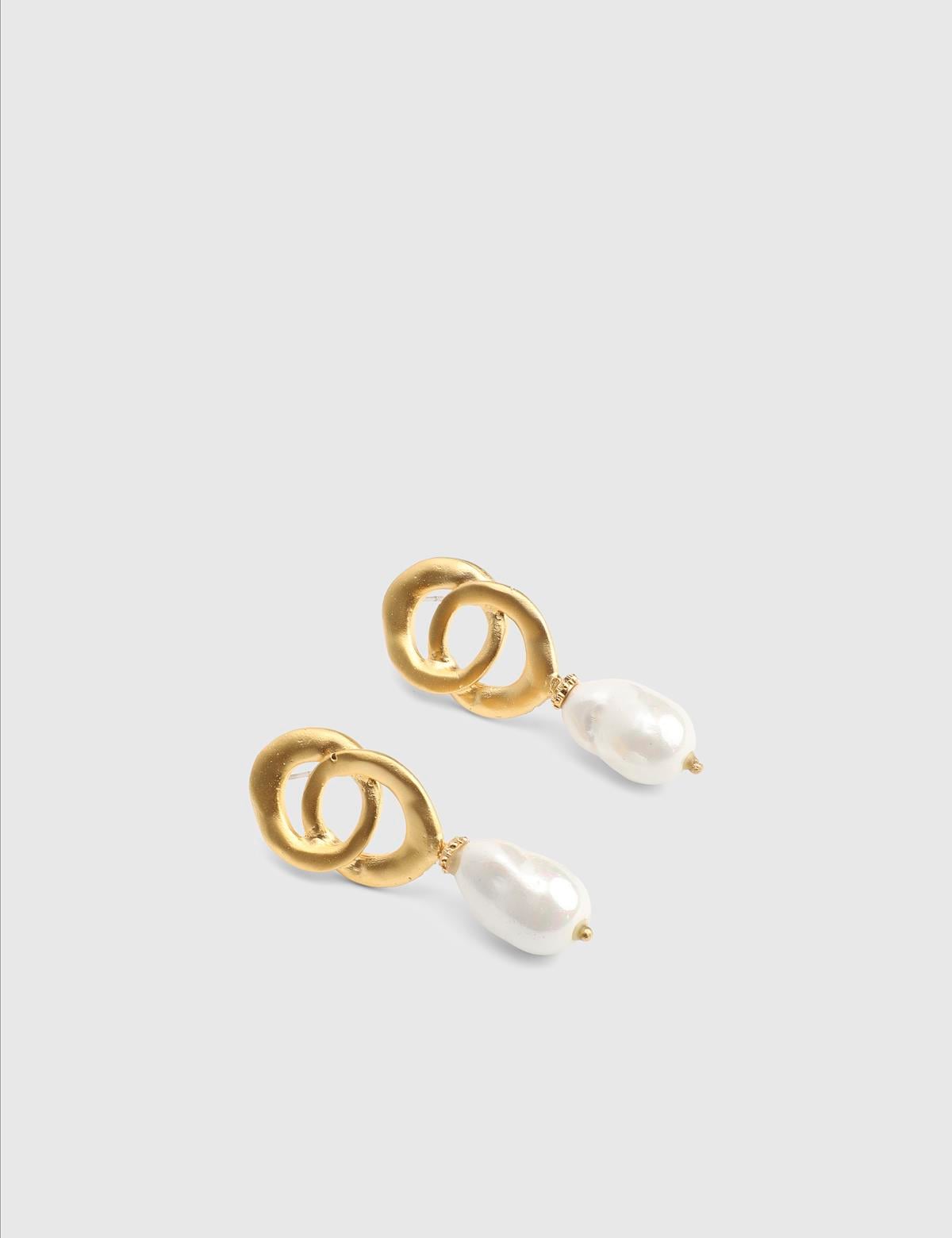 Desire Gold Women's Earrings with White Stones