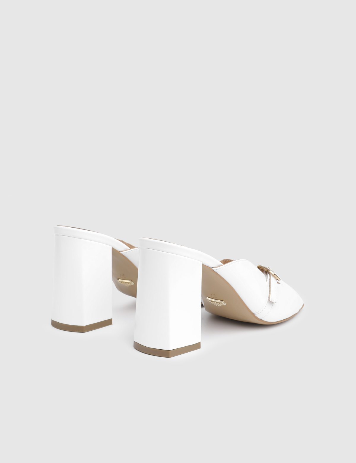 Dielva White Leather Women's Heeled Slide