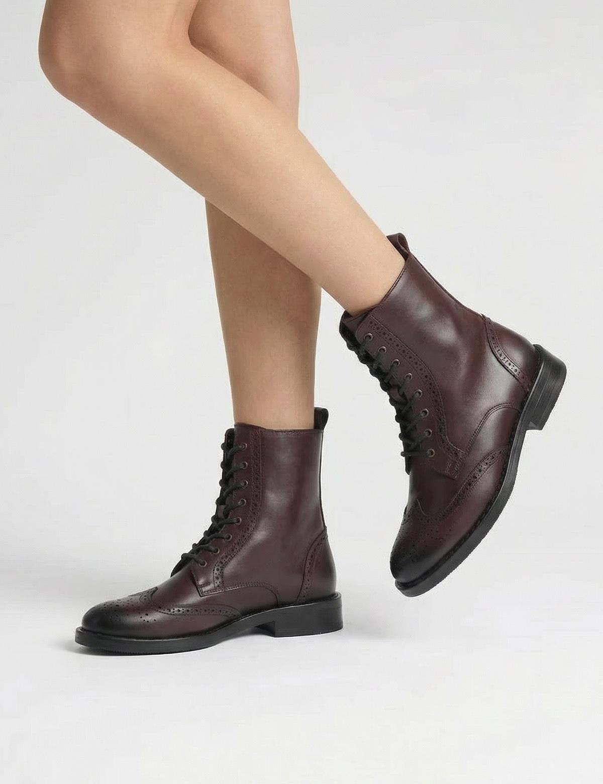 Djons Burgundy Leather Women's Boot