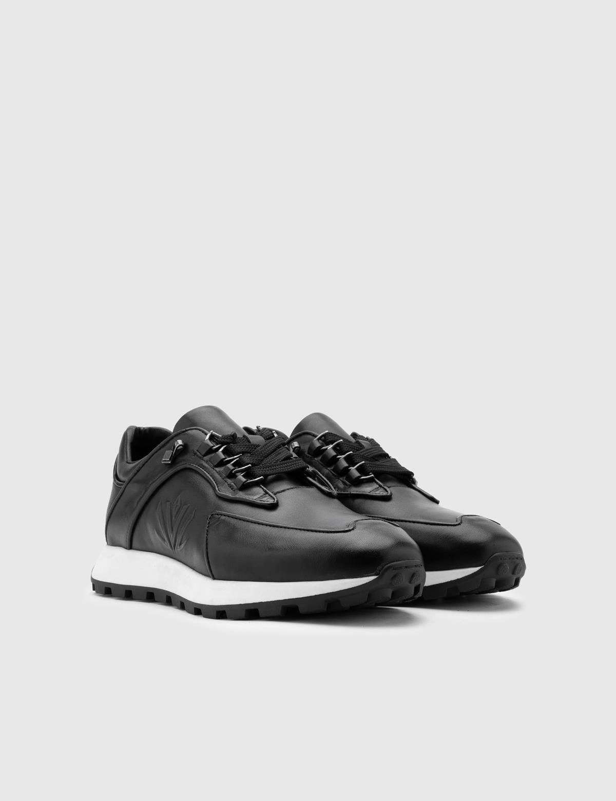 Domenico Black Leather Men's Sneaker