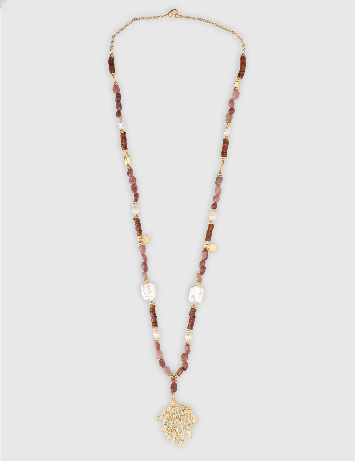 Donele Gold Women's Necklace with Brown Stones