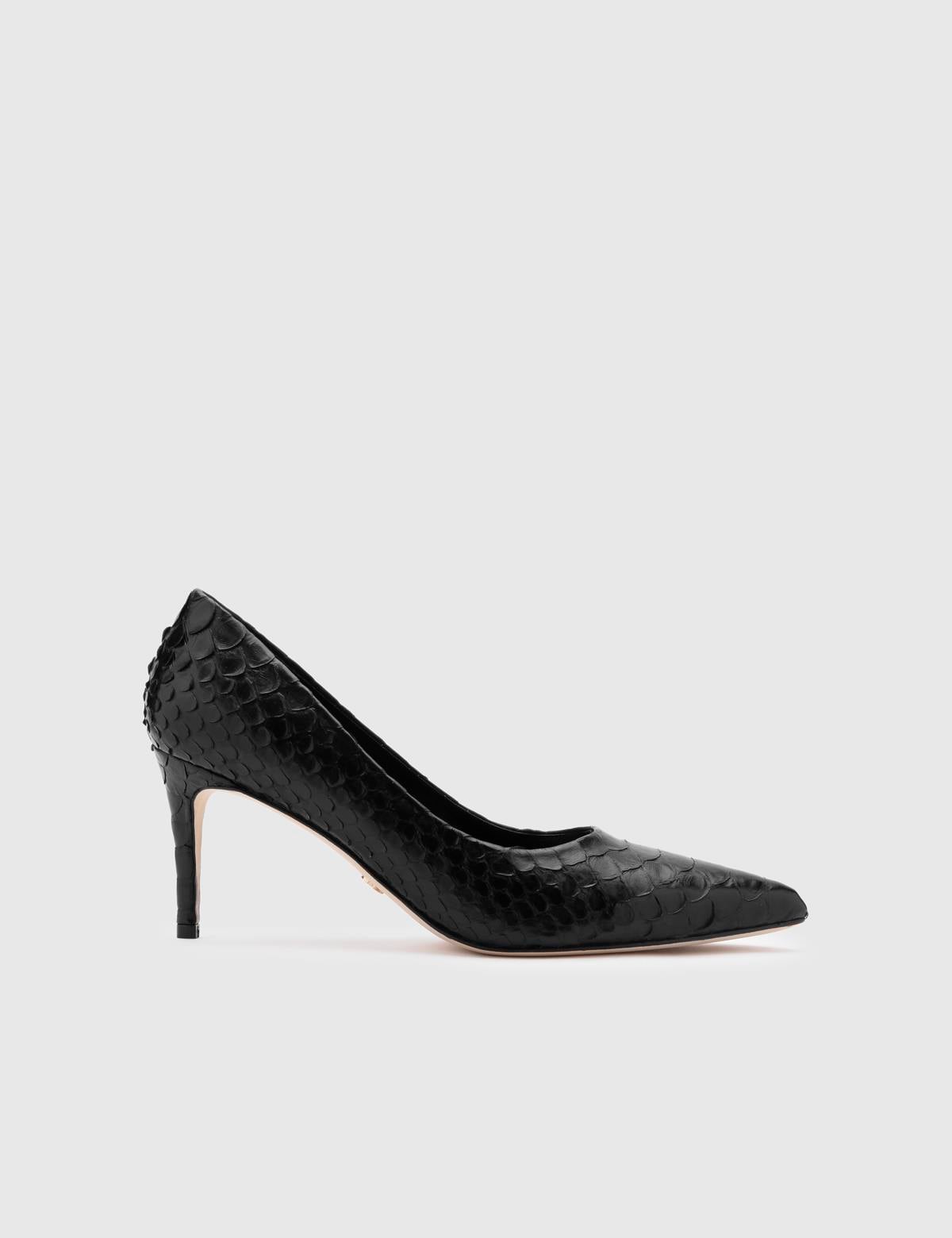Dorra Black Snake Leather Women's Stiletto