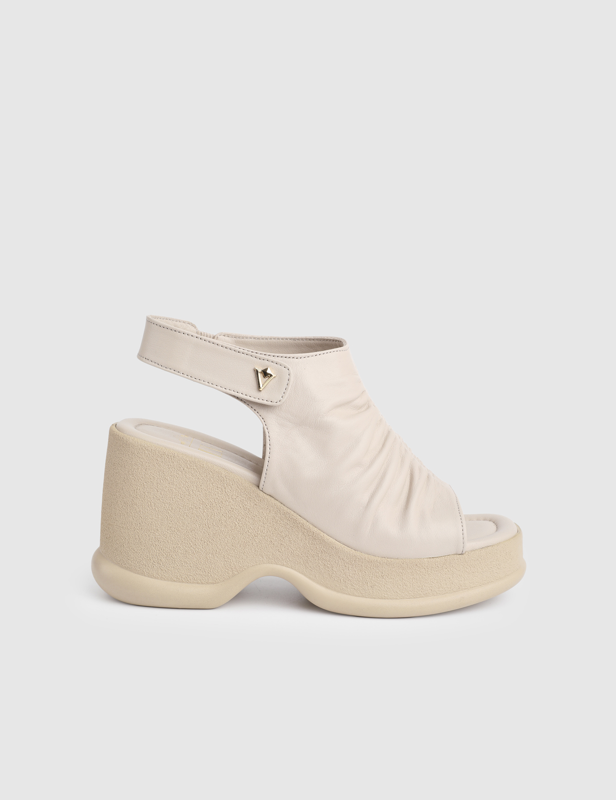 Drina Beige Leather Women's Heeled Sandal