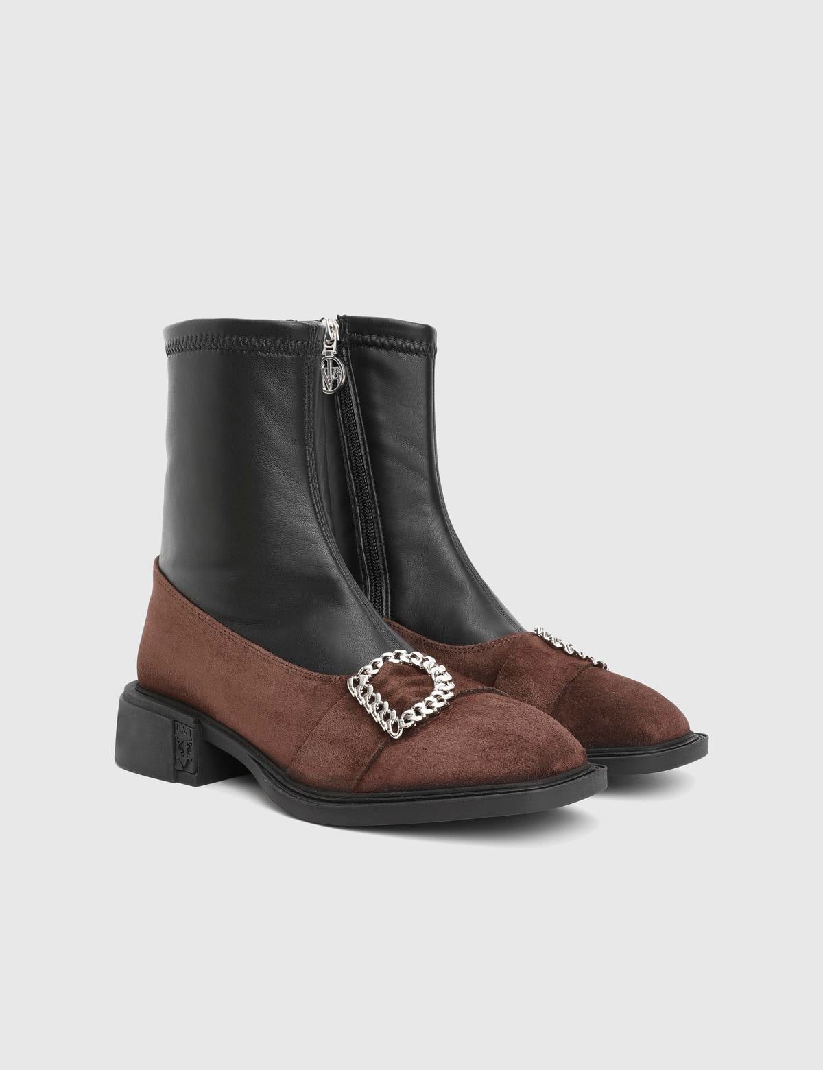 Druid Brown Suede Leather Women's Stretch Boot