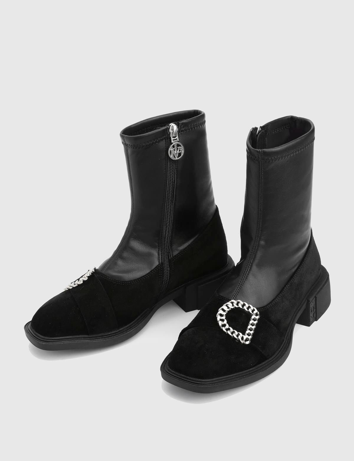 Druid Black Suede Leather Women's Stretch Boot