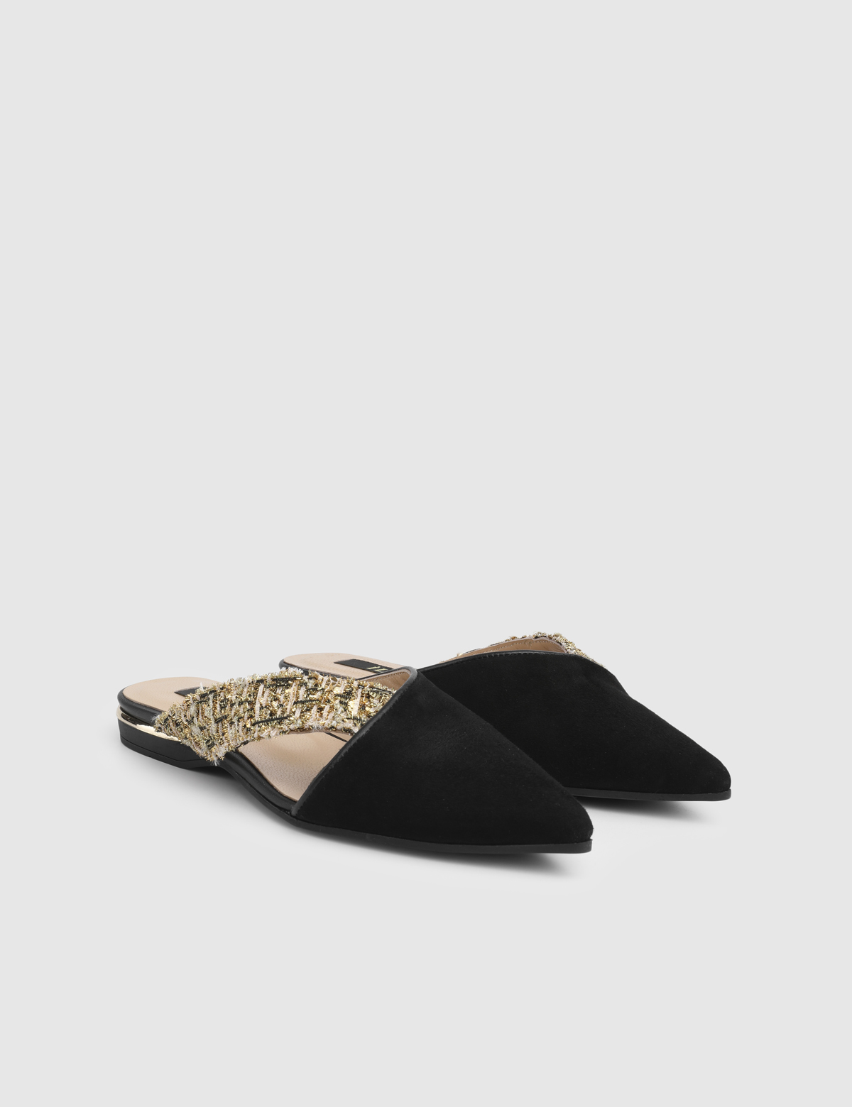 Dylan Black Suede Leather Fabric Women's Mule