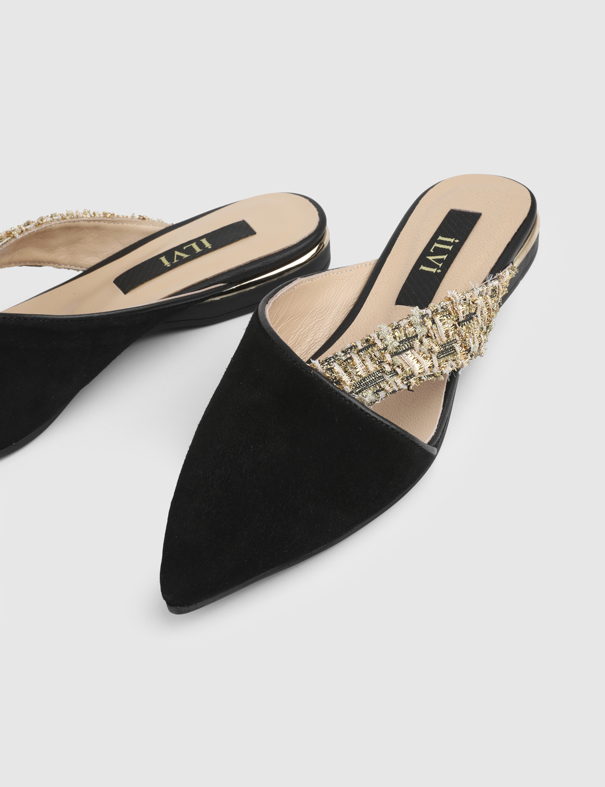 Dylan Black Suede Leather Fabric Women's Mule