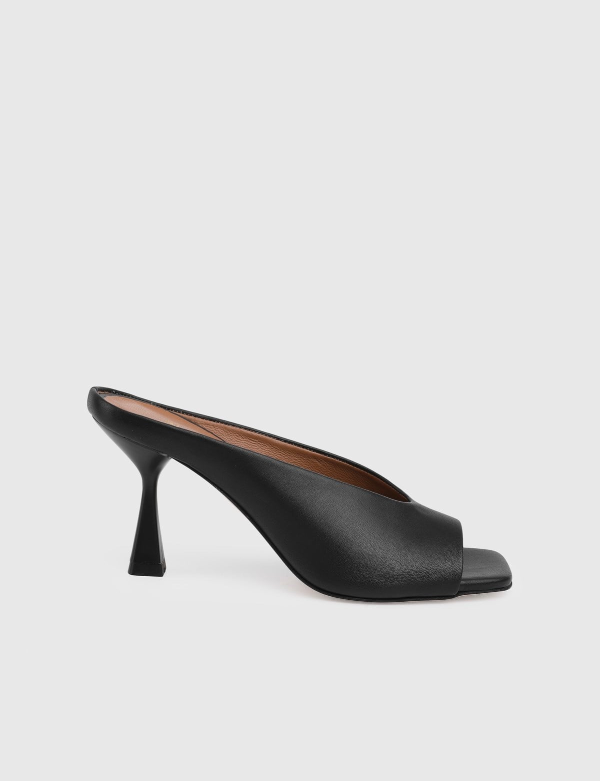 Edrina Black Leather Women's Heeled Slide