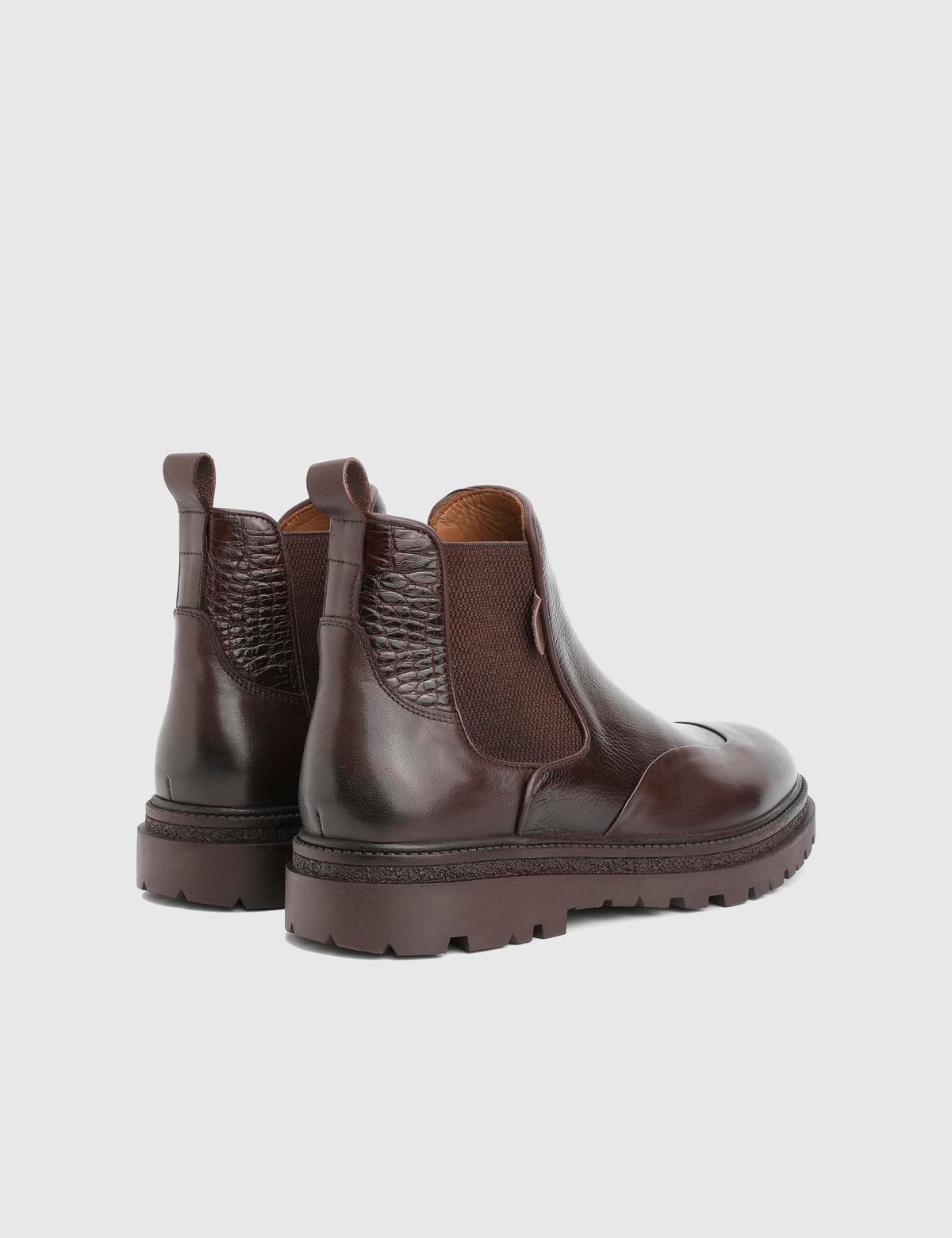 Eduart Brown Leather Crocodile Men's Boot