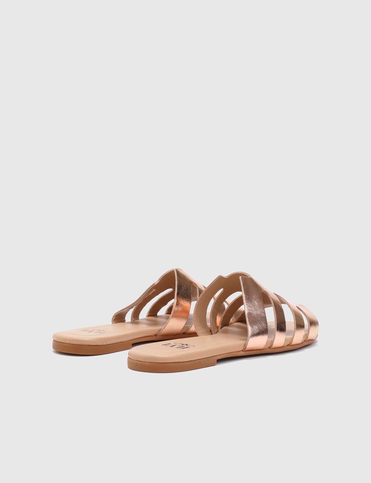 Elista Gold Leather Women's Slide
