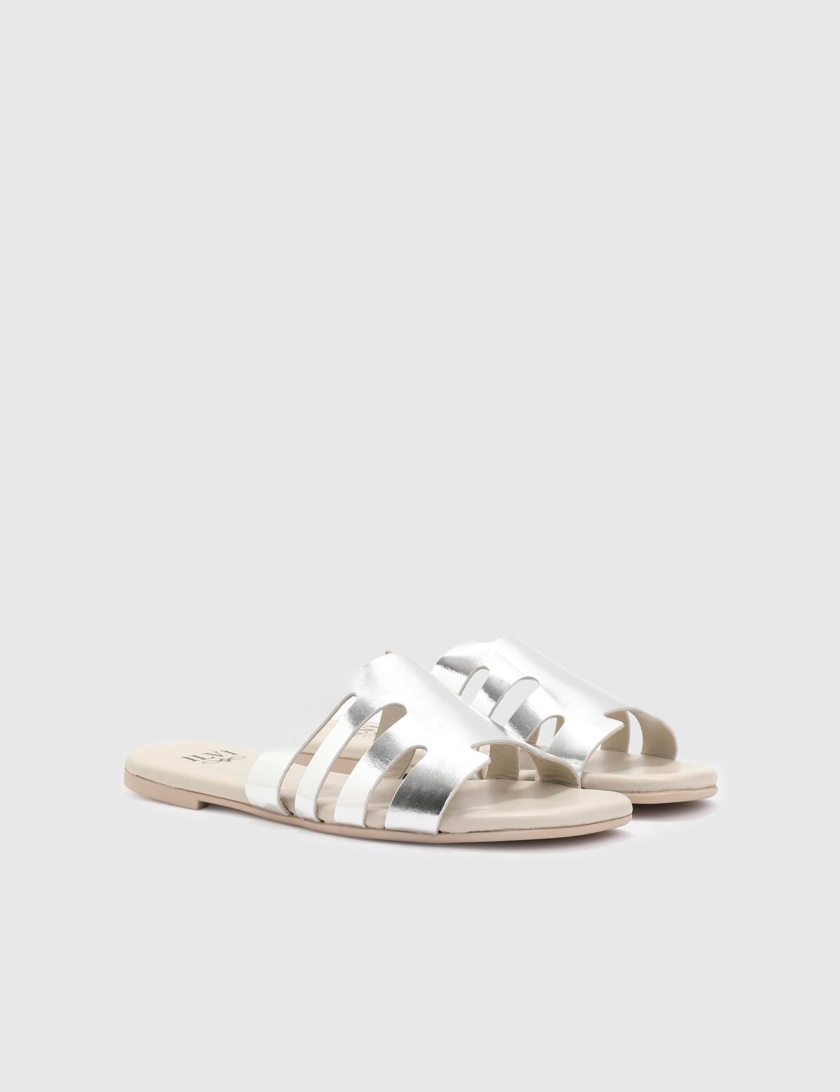Elista Silver Leather Women's Slide