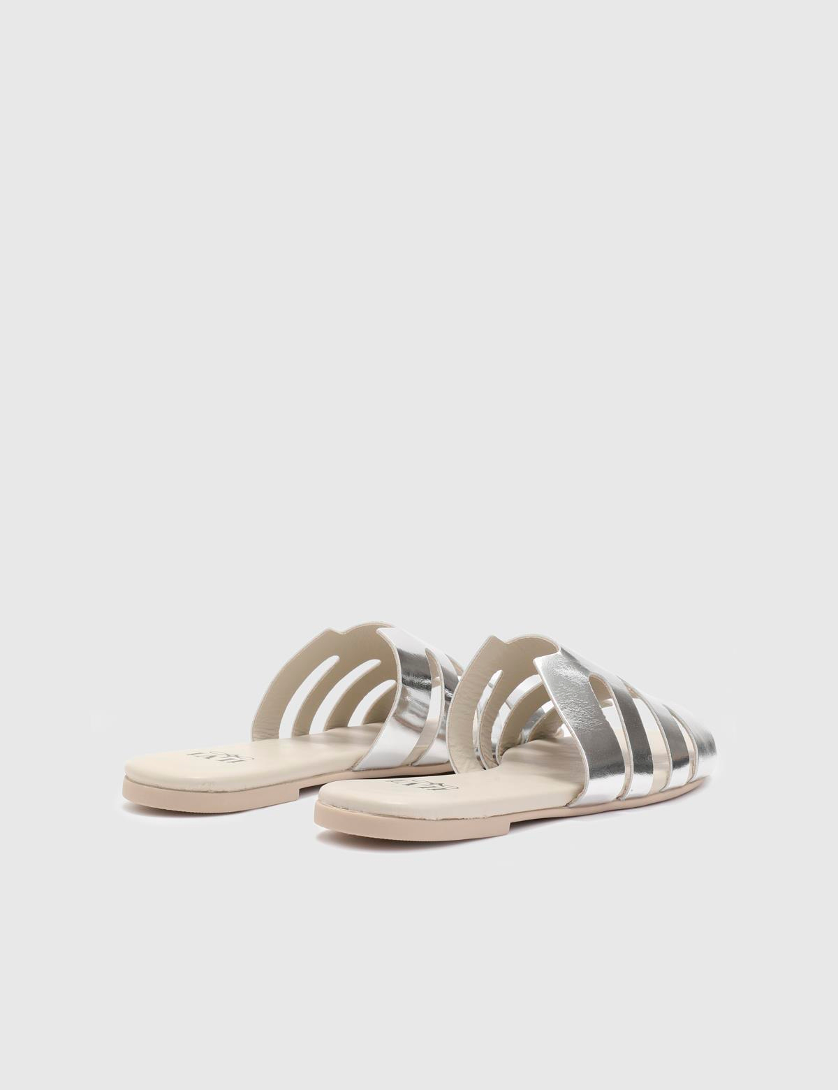 Elista Silver Leather Women's Slide
