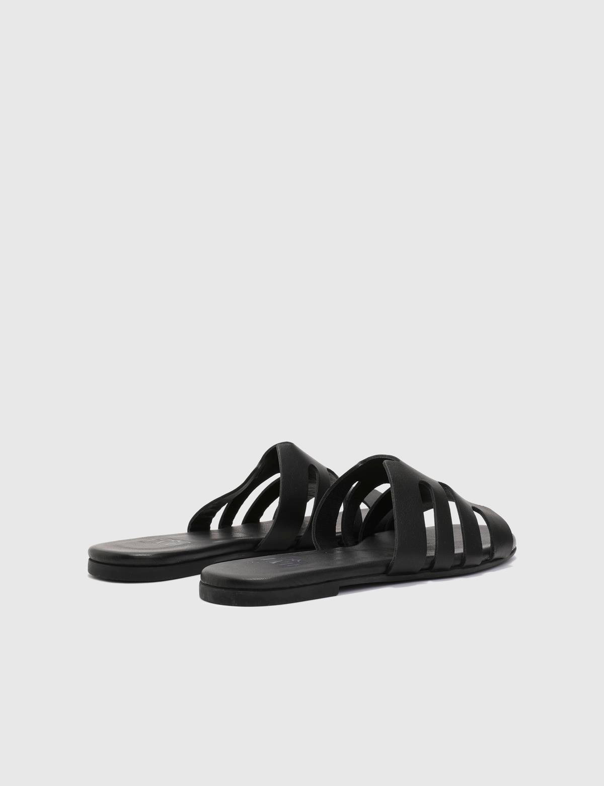 Elista Black Leather Women's Slide