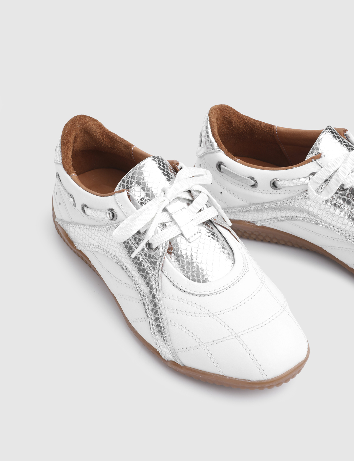 Elora White Printed Leather Women's Sneaker
