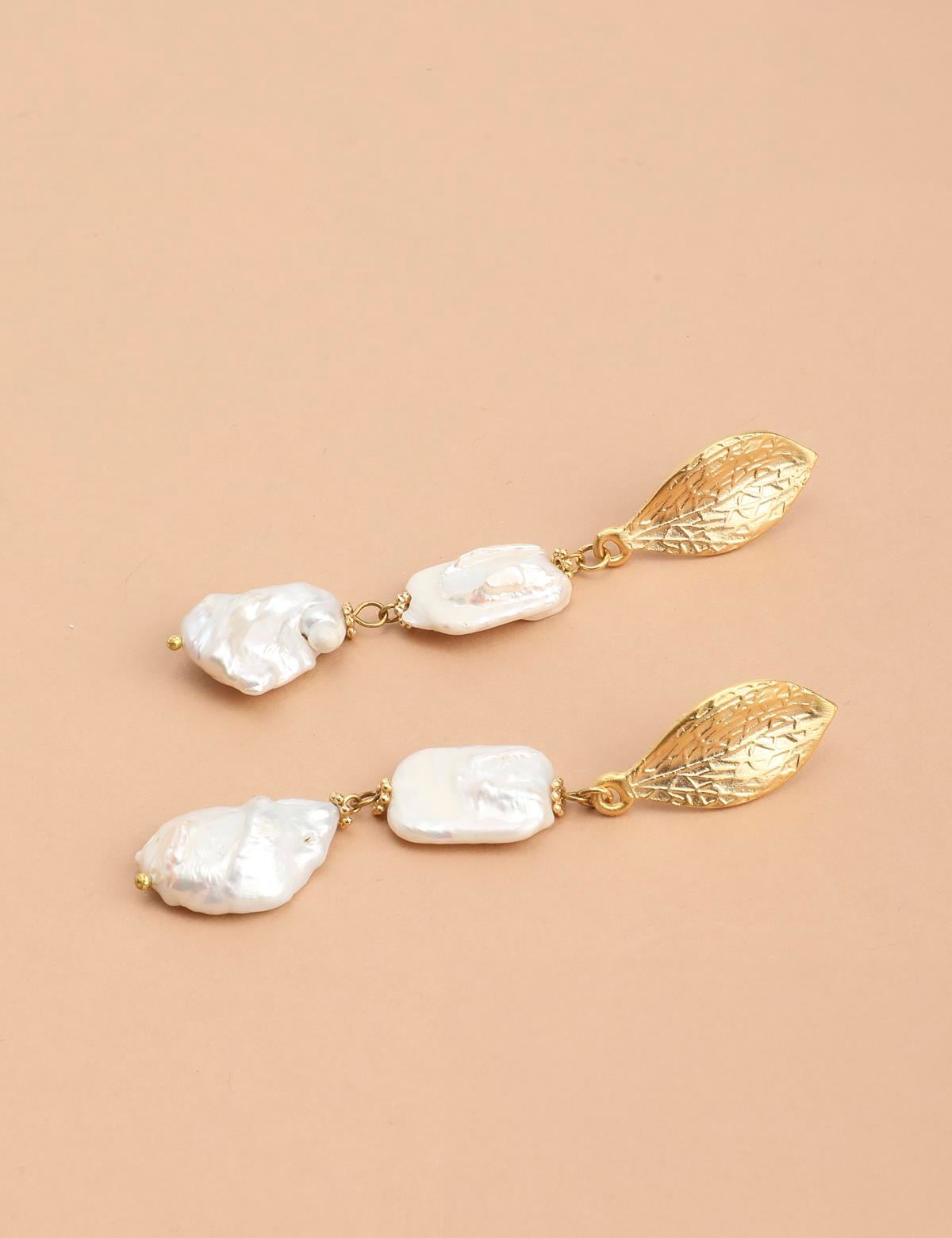 Elorae Gold Women's Earrings with White Stones