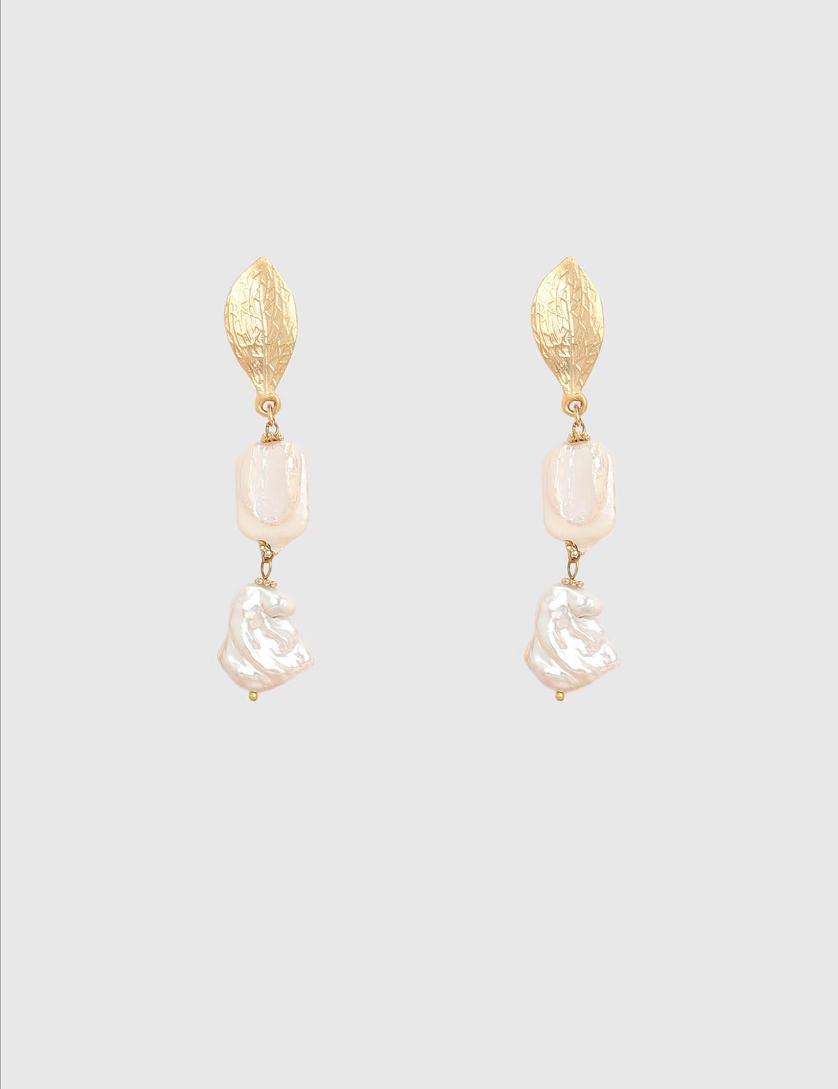 Elorae Gold Women's Earrings with White Stones