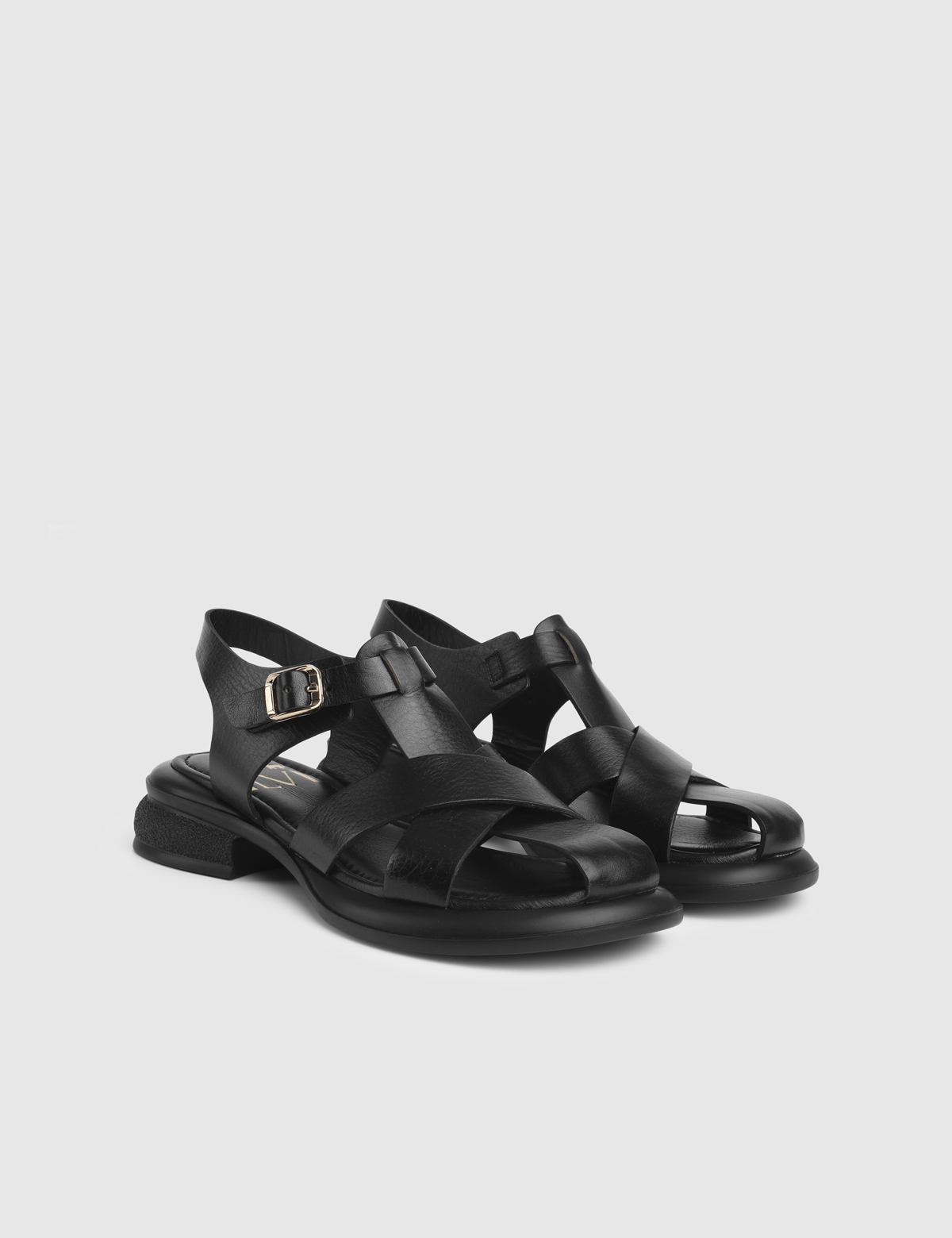 Erelia Black Leather Women's Sandal
