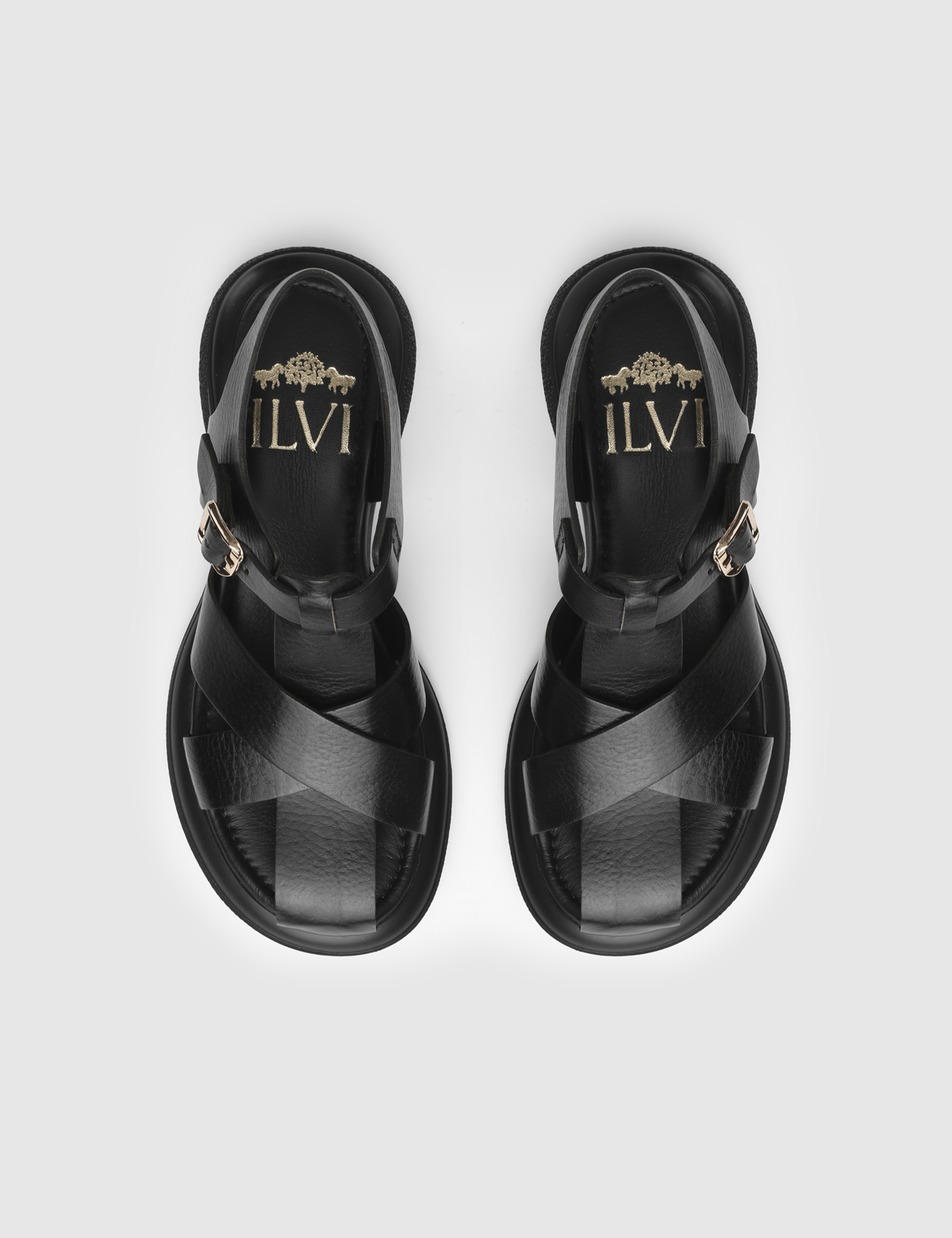 Erelia Black Leather Women's Sandal