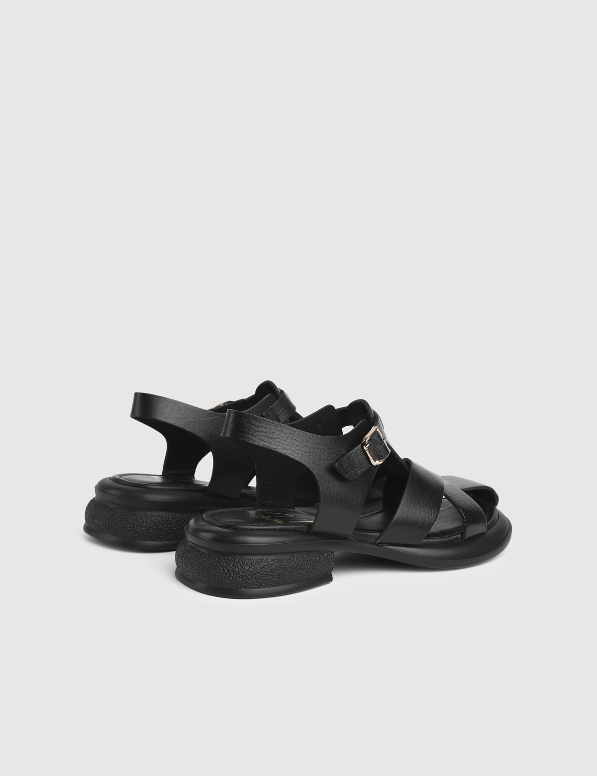 Erelia Black Leather Women's Sandal