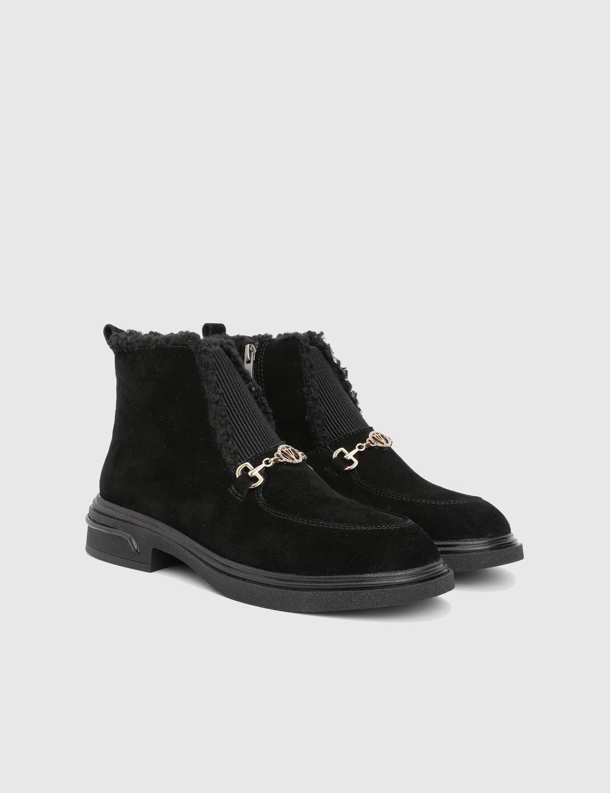 Esther Black Suede Leather Women's Boot