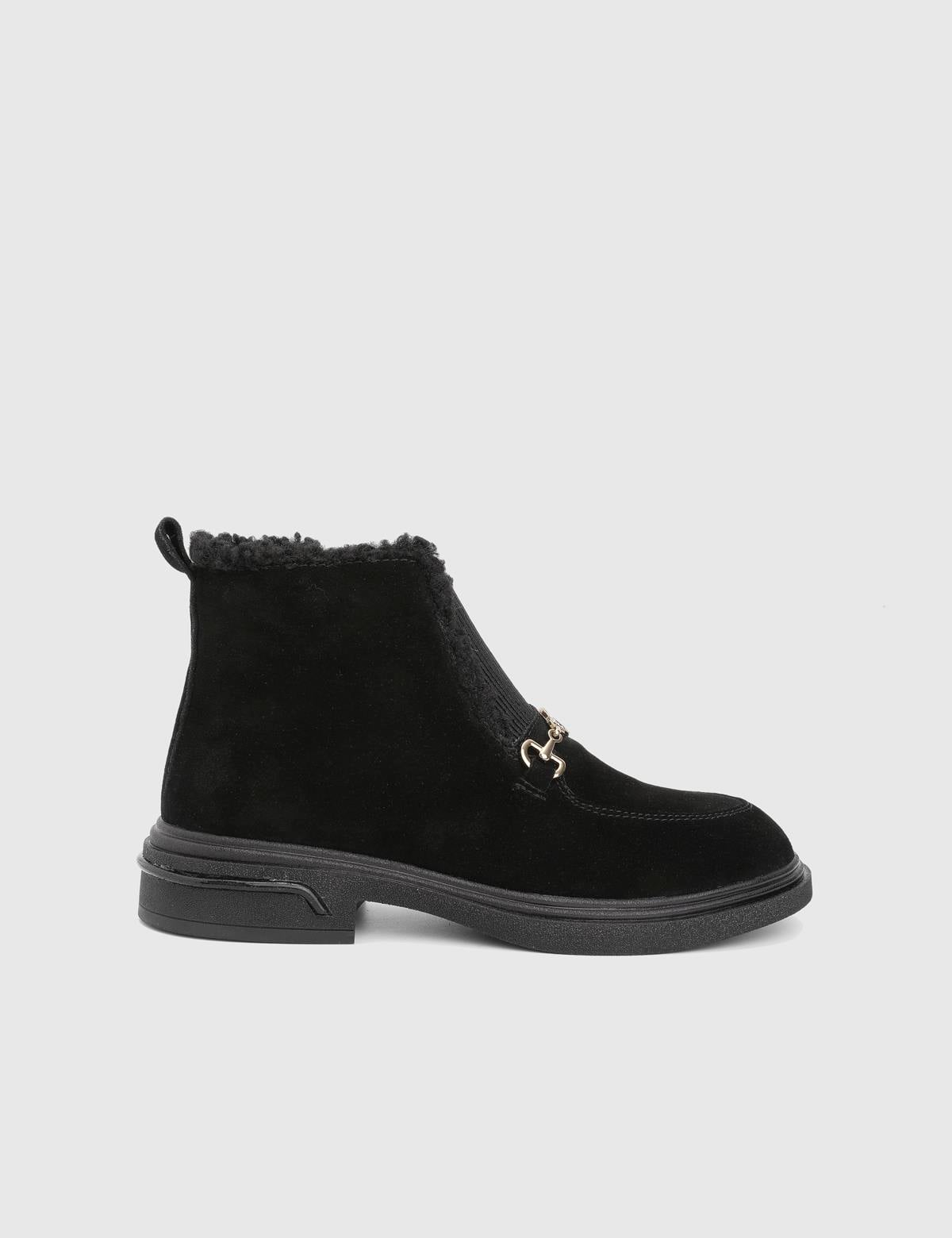 Esther Black Suede Leather Women's Boot