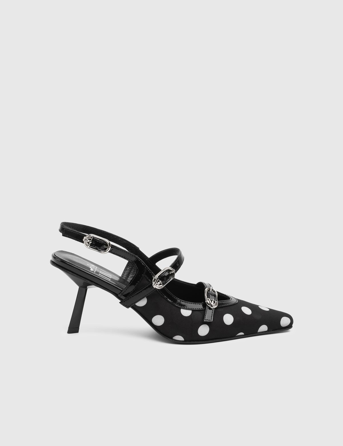 Eternia Black Leather Fabric Women's Heeled Sandal