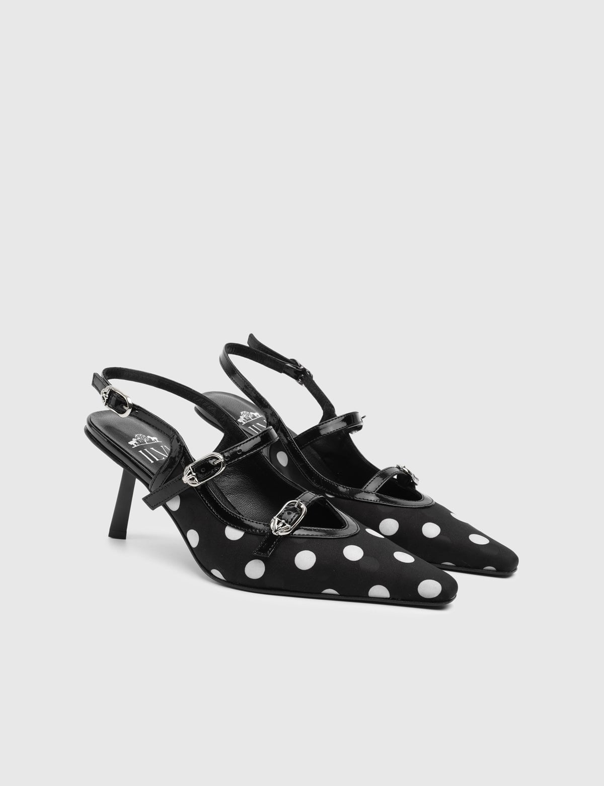 Eternia Black Leather Fabric Women's Heeled Sandal