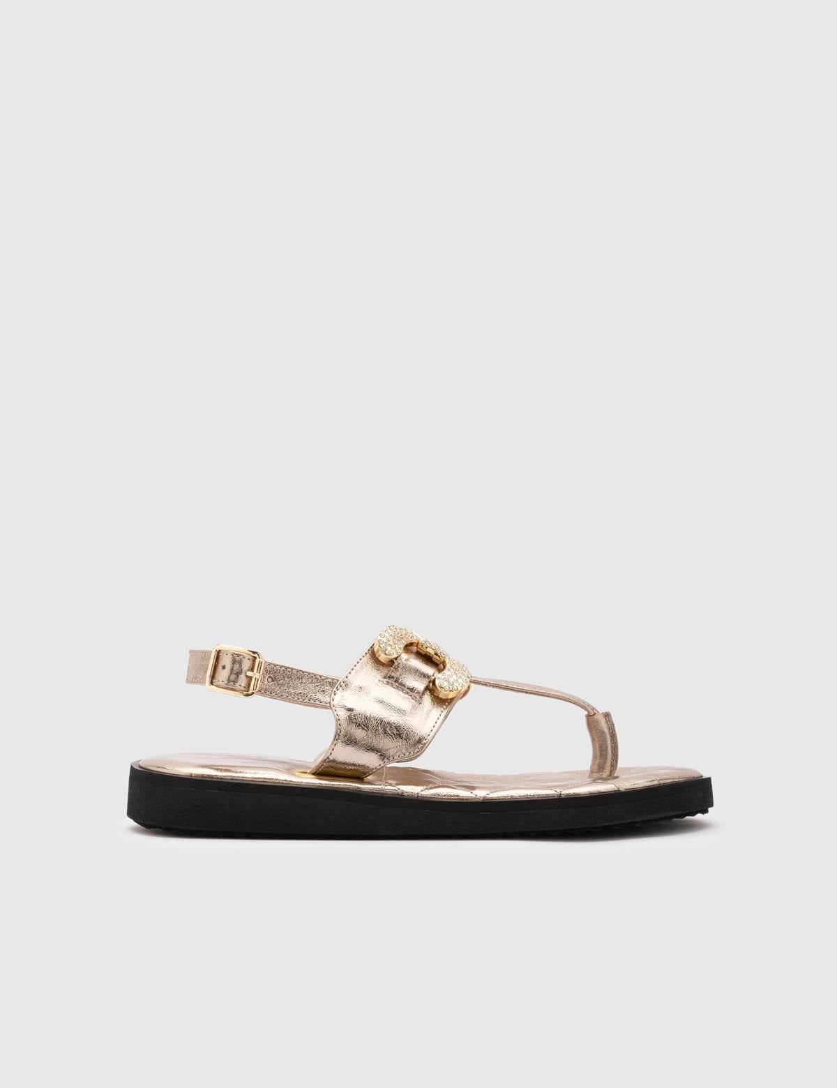 Etsuko Gold Leather Women's Sandal