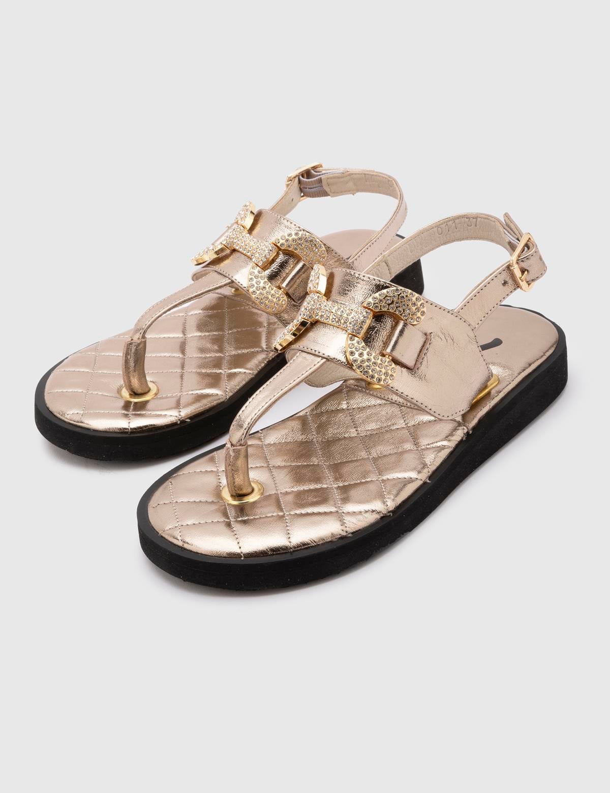 Etsuko Gold Leather Women's Sandal