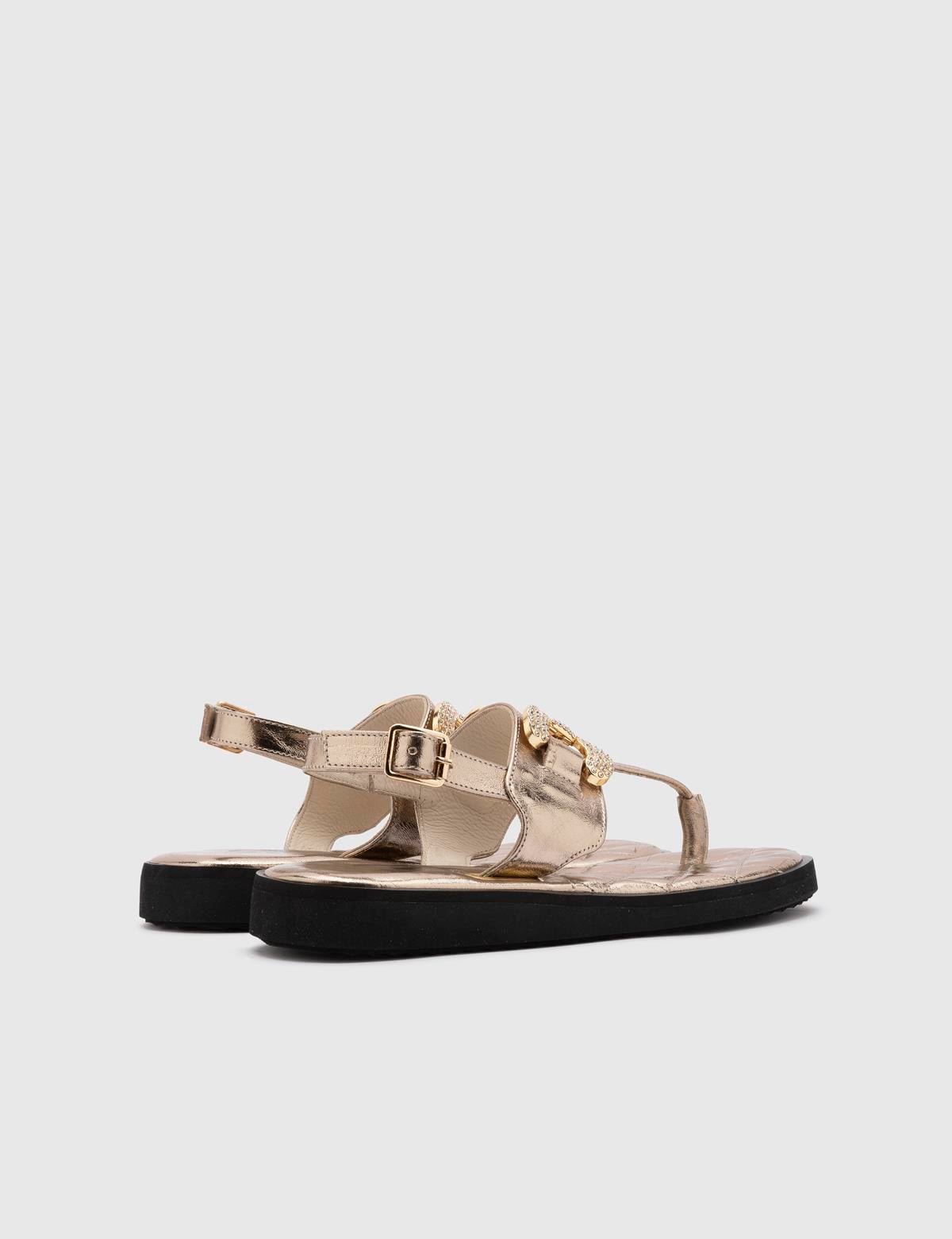 Etsuko Gold Leather Women's Sandal