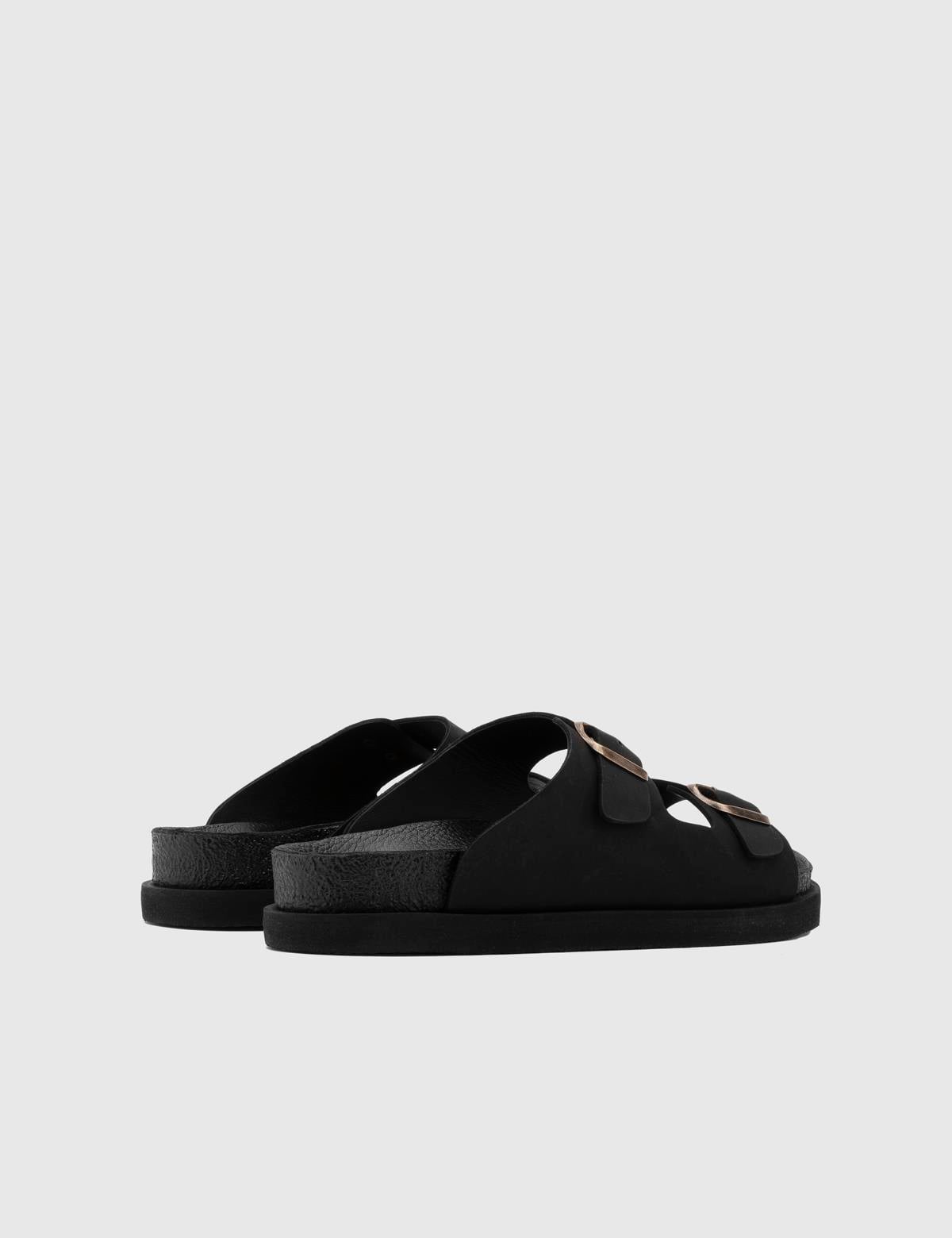 Eugenio Black Crazy Leather Men's Slipper