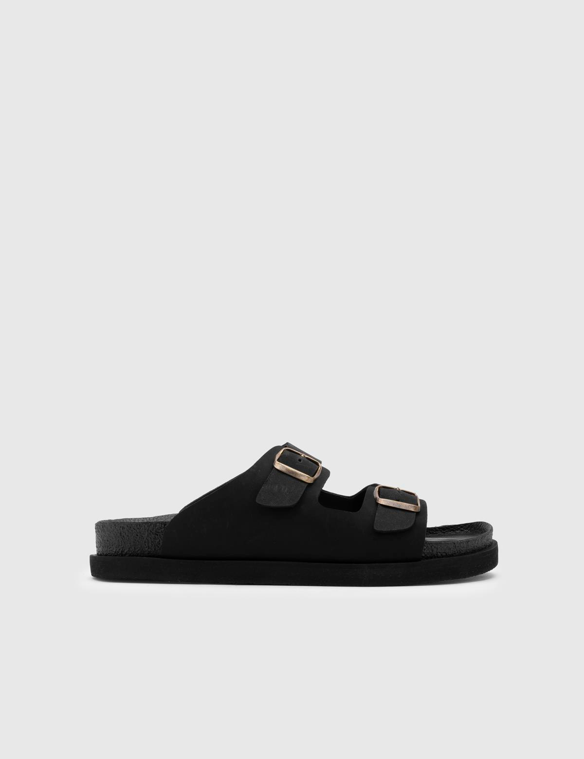 Eugenio Black Crazy Leather Men's Slipper