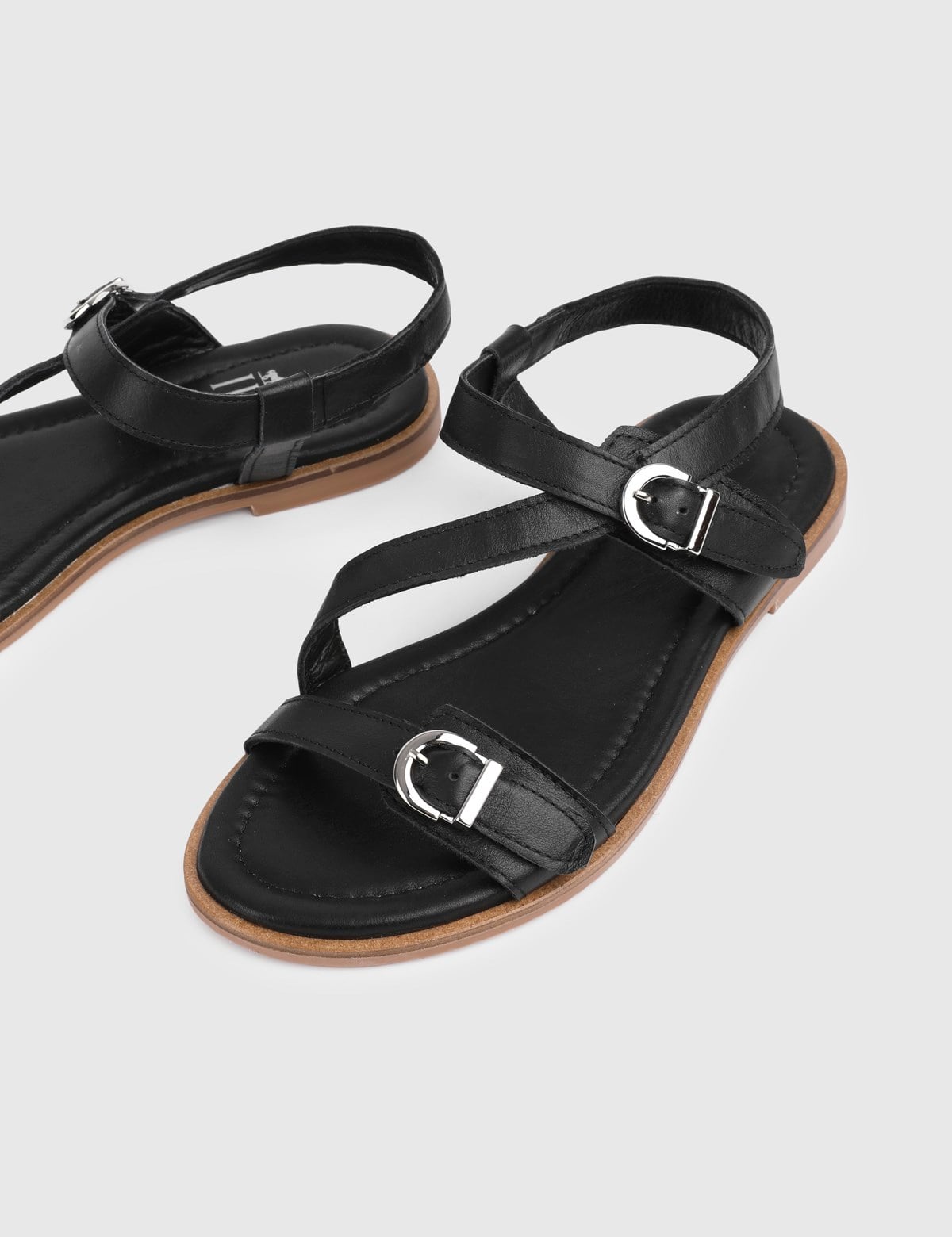 Evira Black Leather Women's Sandal