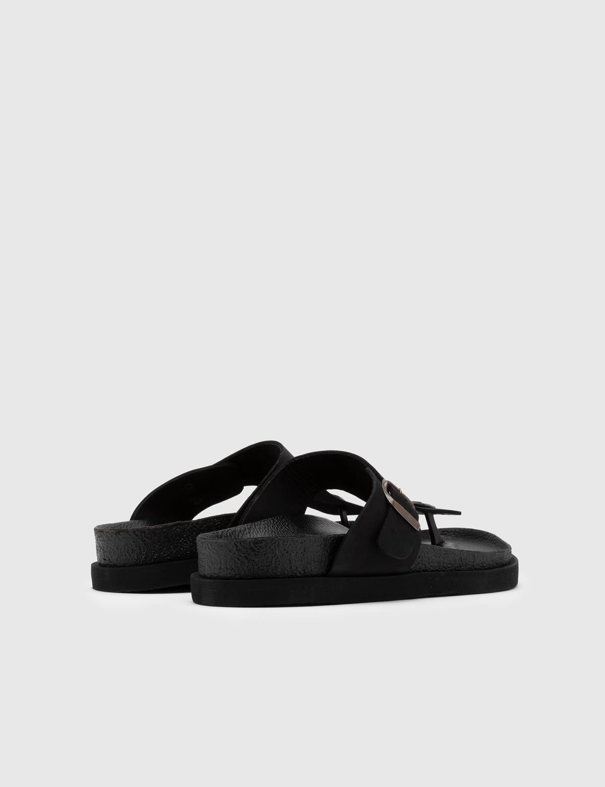 Ezio Black Crazy Leather Men's Slipper