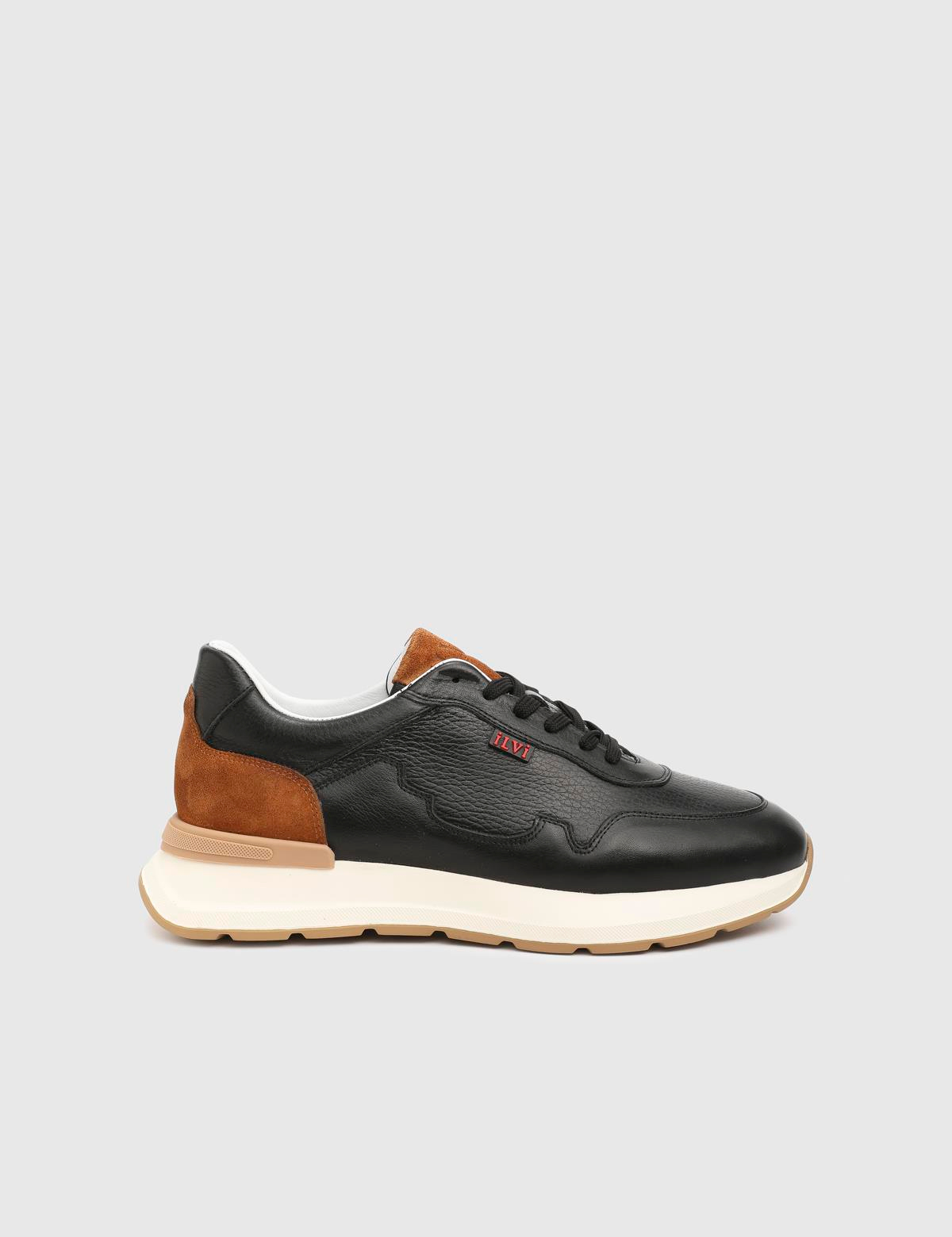 Faes Black Suede Leather Men's Sneaker