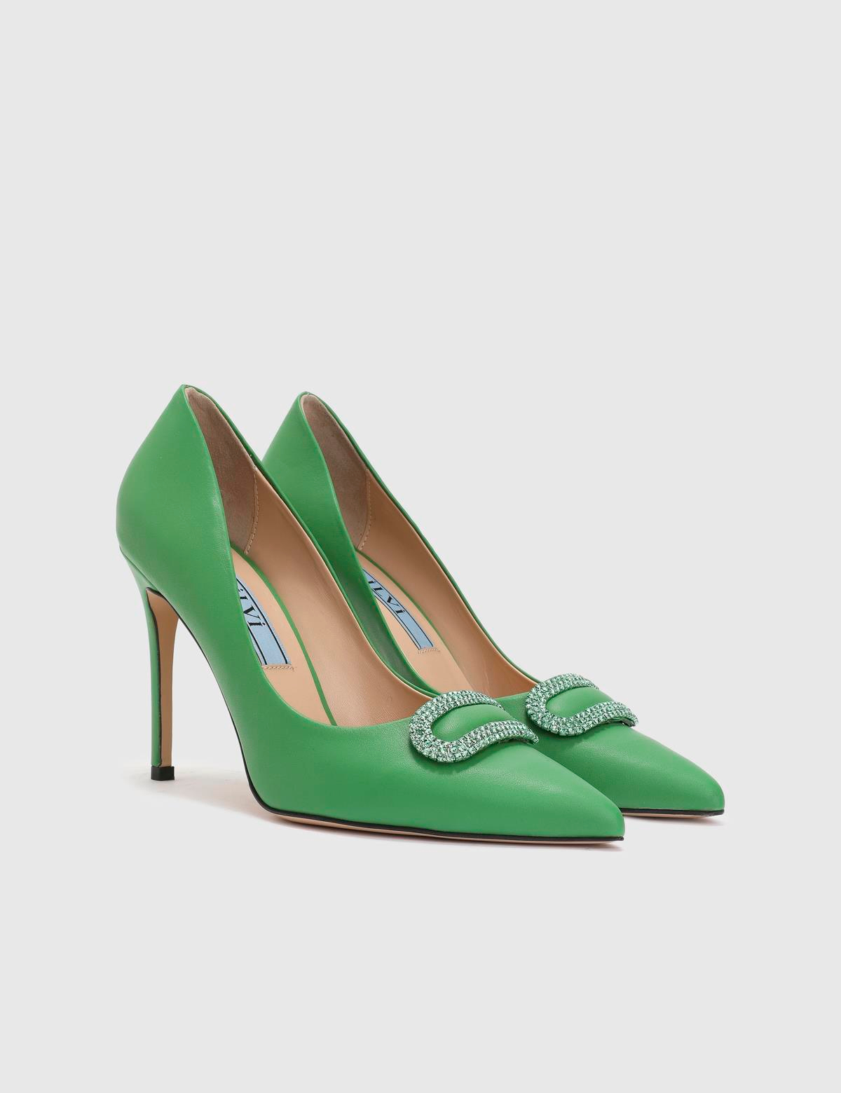 Farum Green Leather Women's Pump